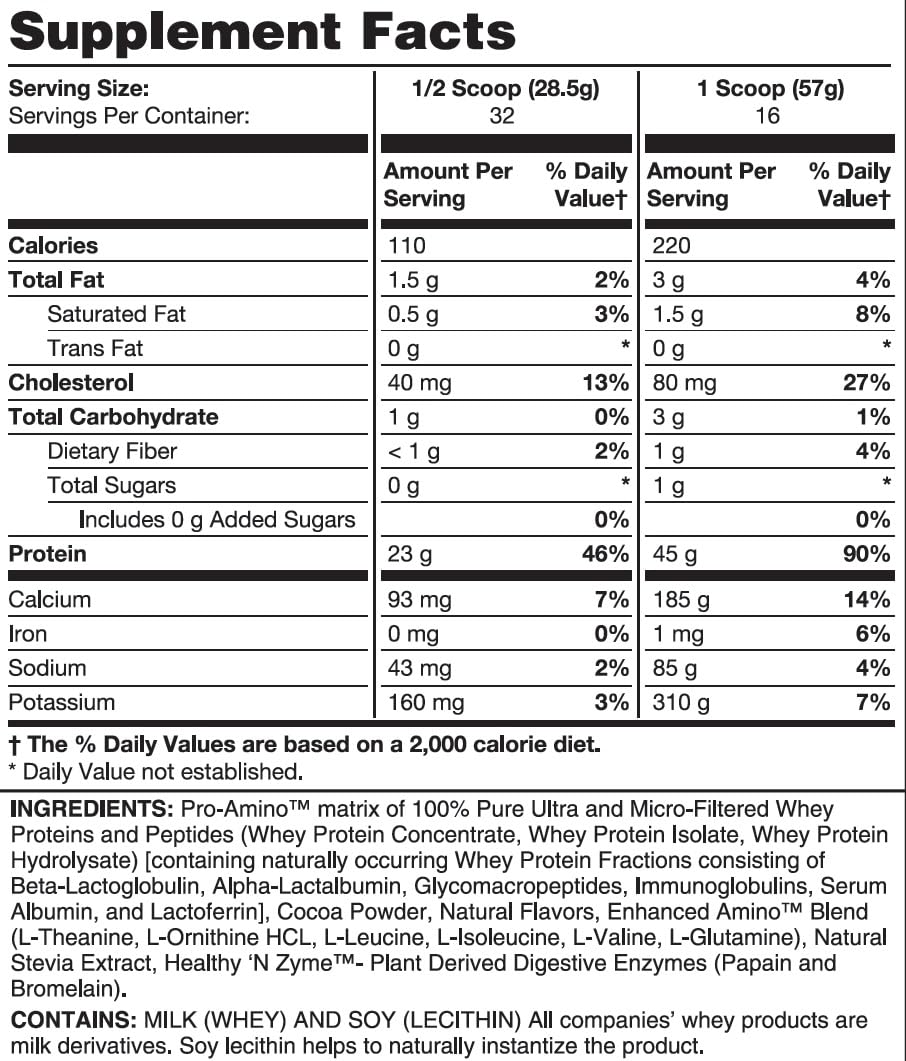 Healthy 'N Fit 100% WHEY PRO-AMINO v2.0-Chocolate Powder 32 Servings