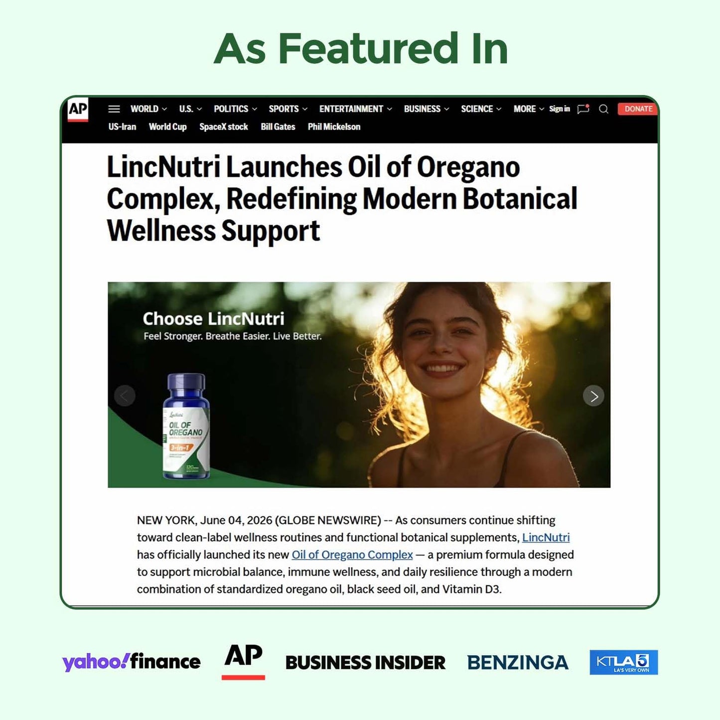 LincNutri Oil of Oregano with Black Seed Oil & Vitamin D3 Softgels, 120 Count