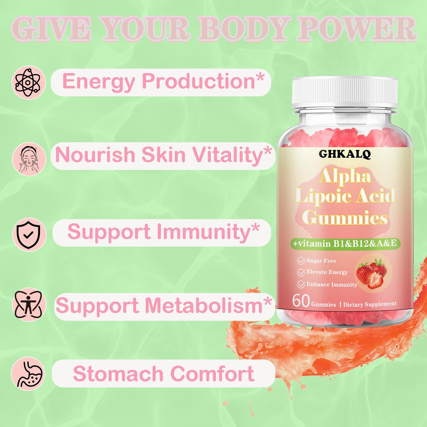 GHKALQ Alpha Lipoic Acid Gummies 1000mg, 60 Gummies