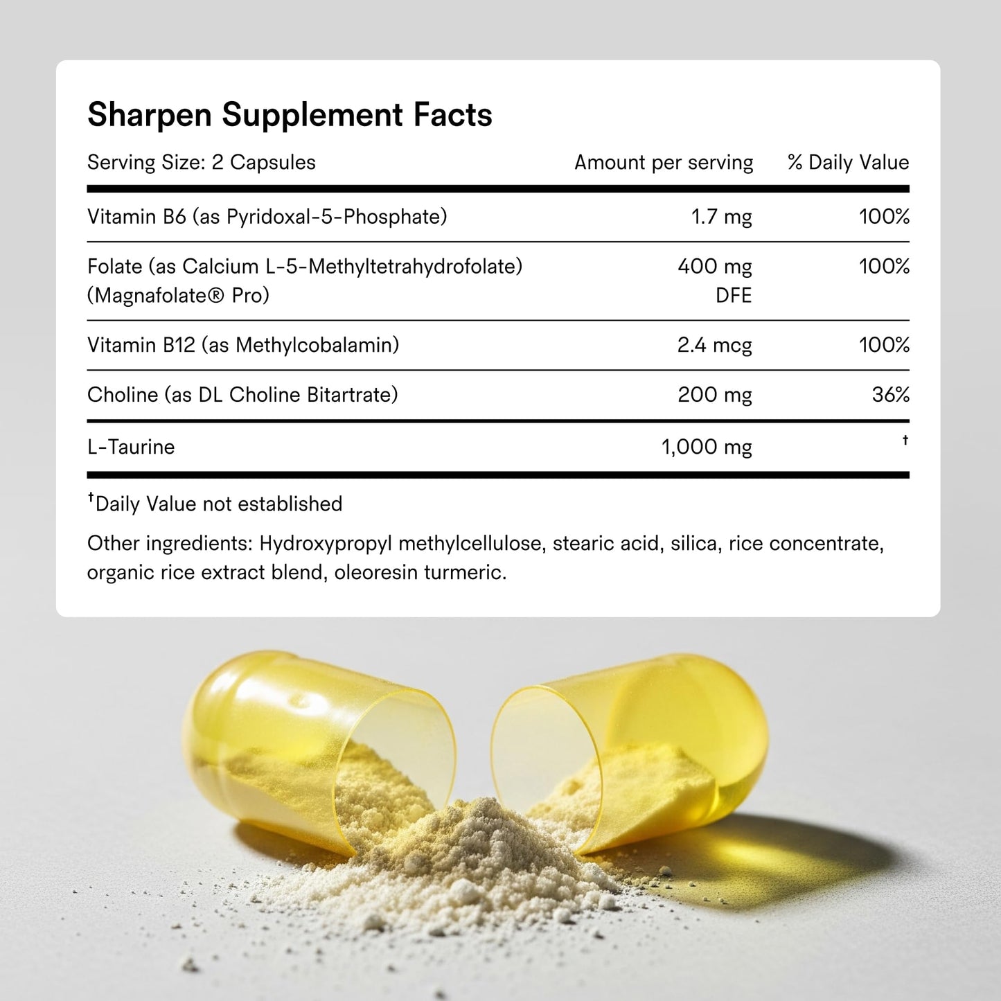 Tally Health Sharpen Brain Supplements for Memory and Focus Capsules 60 Count