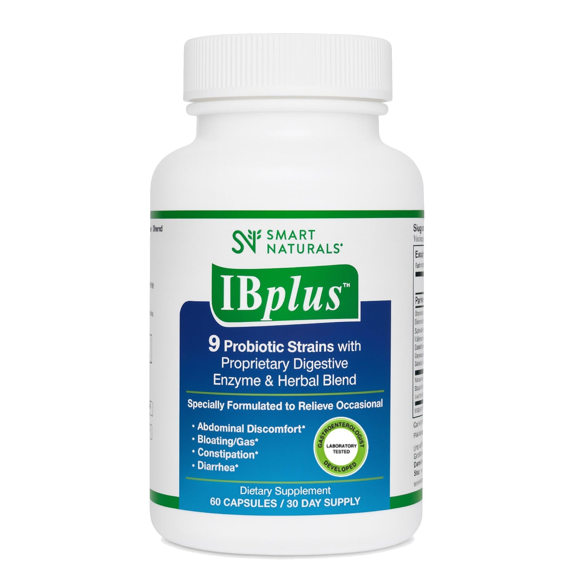 Smart Naturals IBplus Probiotic Digestive Enzyme & Herbal Blend Capsules, 60 Count