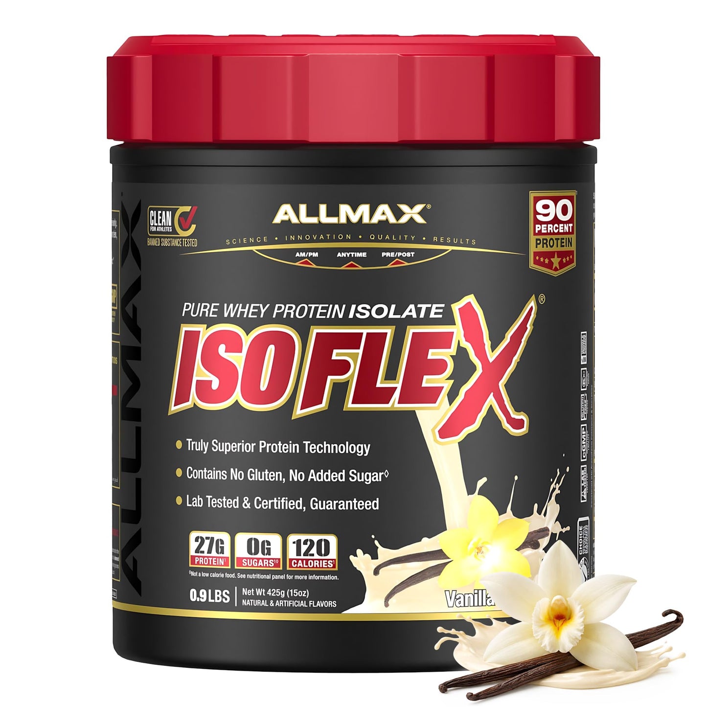 ALLMAX ISOFLEX Pure Whey Isolate Protein Powder Vanilla, 16 Servings