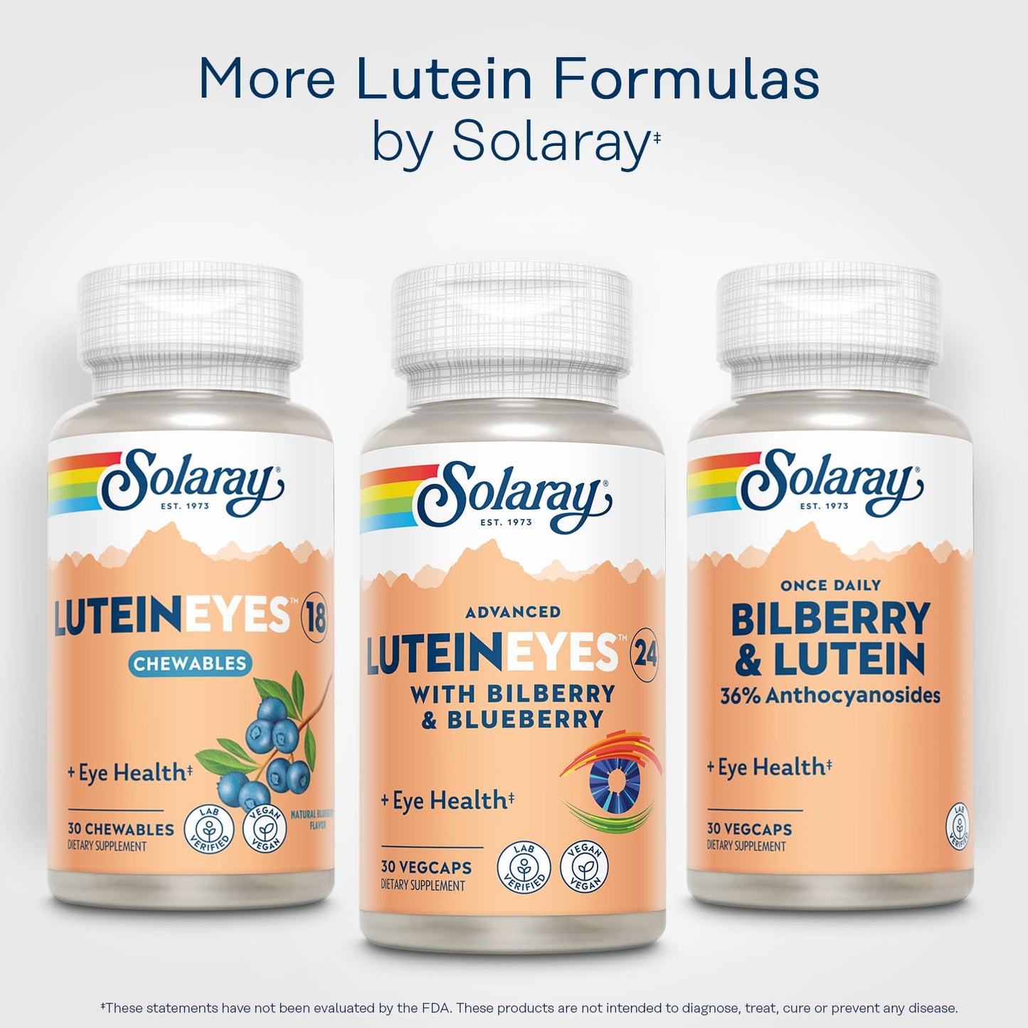 Solaray Lutein Eyes 24mg with Bilberry Extract and Blueberry Extract, Eye & Macular Health Support Supplement Supplying Zeaxanthin from Marigold, Vegan, Capsules, 30 Count