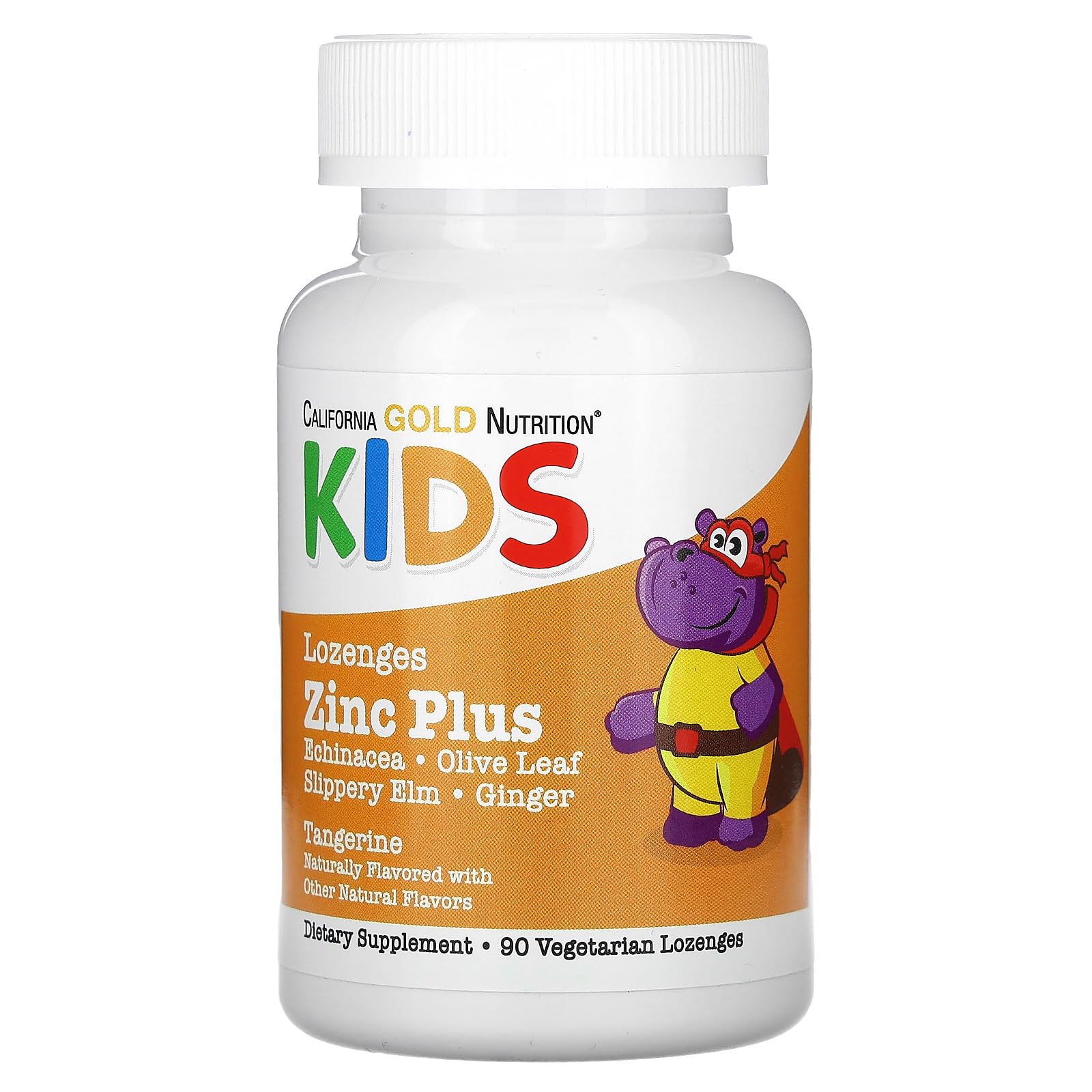 California Gold Nutrition Zinc Plus Lozenges for Children, Natural Tangerine, 1 Count