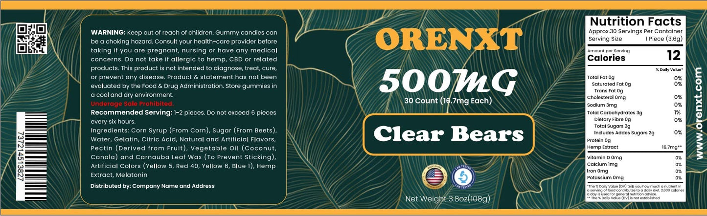 Generic Organic Bear Hemp Gummies for Sleep Gummy, 30 Count