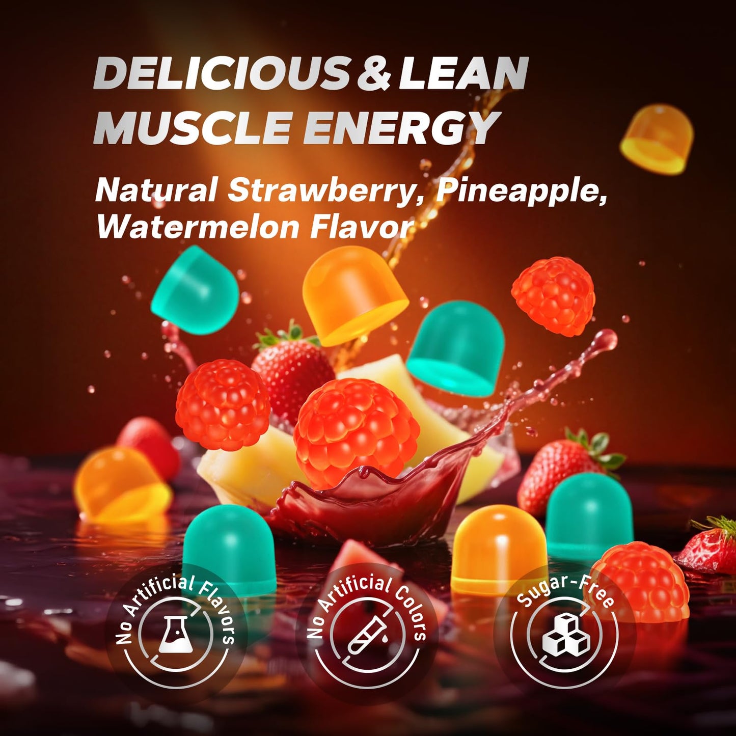 Puyflam Creatine Monohydrate Gummies Sugar Free, 120 Count