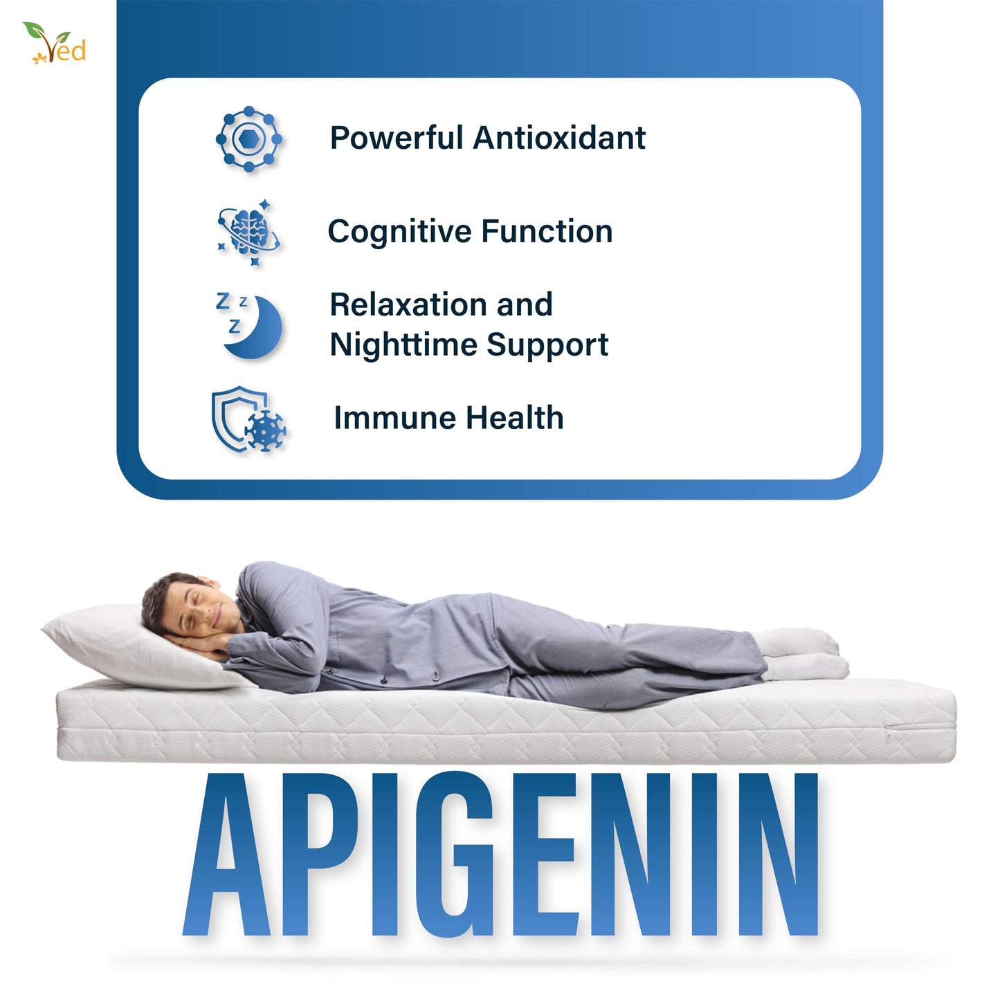 Ved Apigenin 50mg Capsule, 90 Count