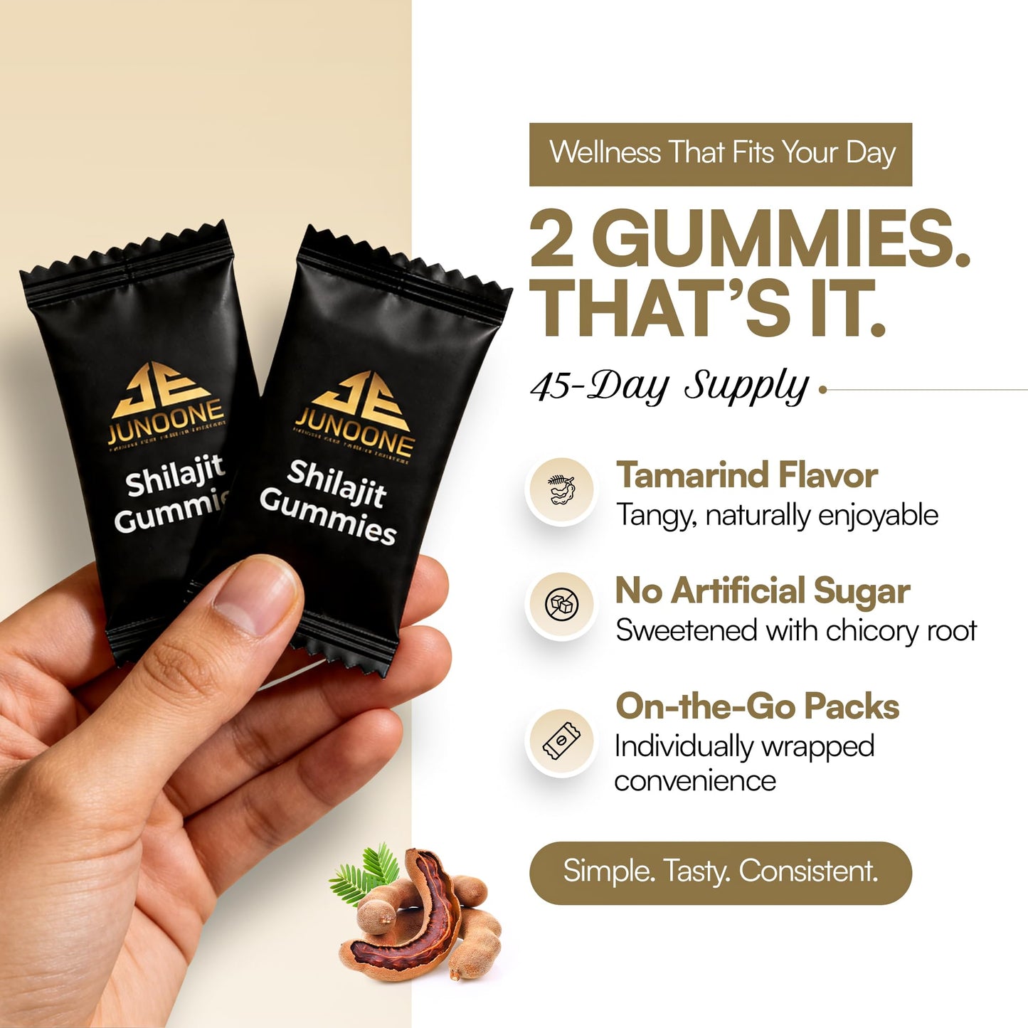 Junoone Pure Himalayan Shilajit Gummies with Ashwagandha, Fulvic Acid & Trace Mineral Supplement, 90 Count