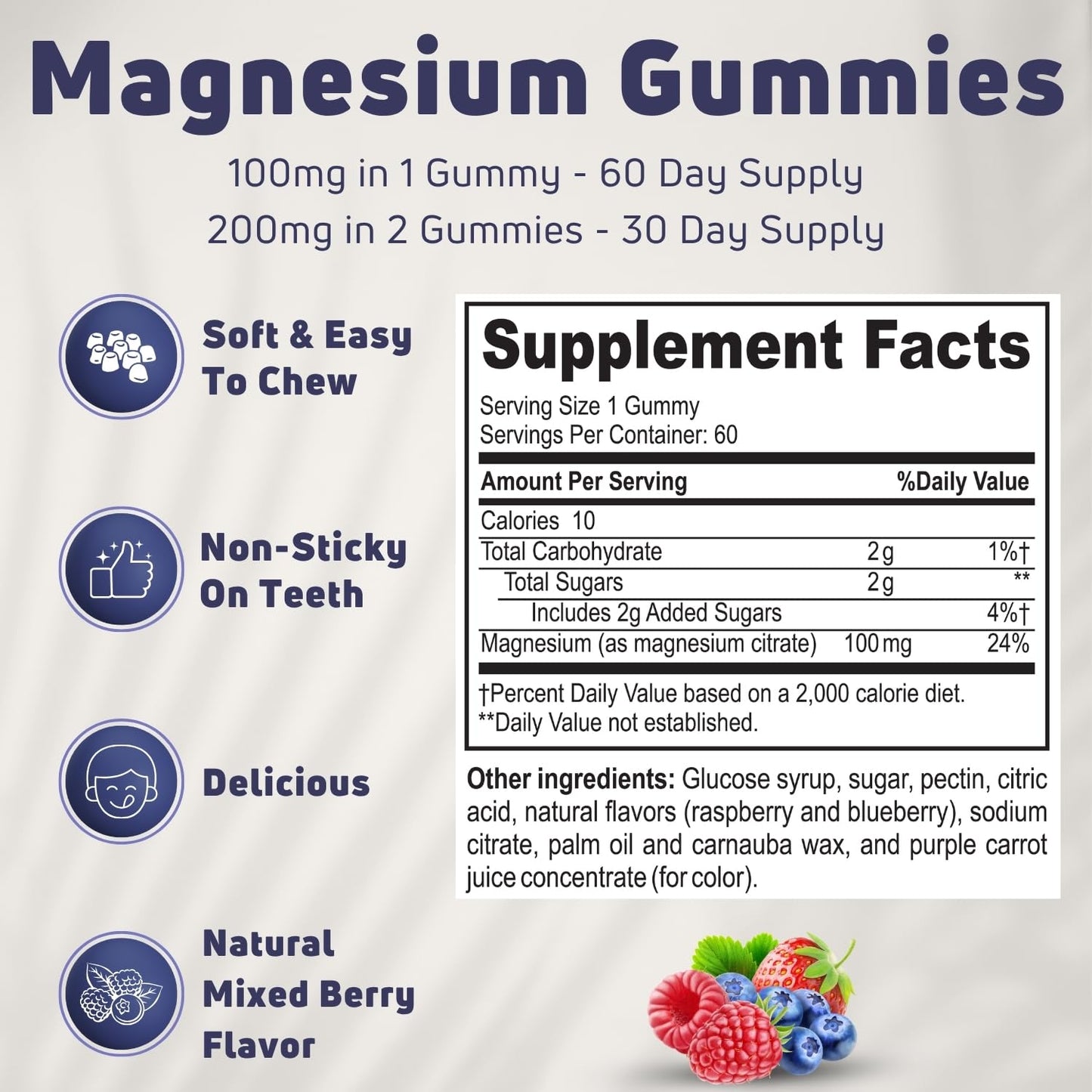 NUELATION Magnesium Citrate Gummies 100mg for Adults - 60 Gummies