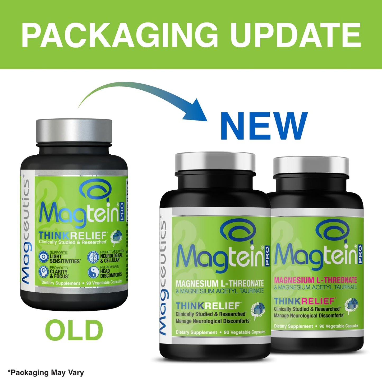 Magceutics MagteinPRO Magnesium L-Threonate & Mag Acetyl Taurinate Supplement, Capsules, 90 Count