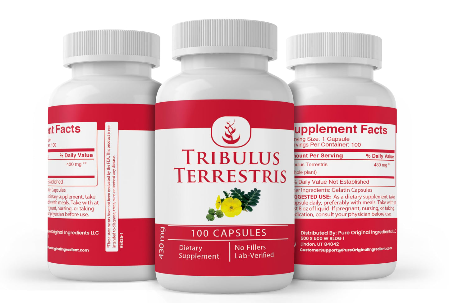 PURE ORIGINAL INGREDIENTS Tribulus Terrestris Capsules, 100 Count