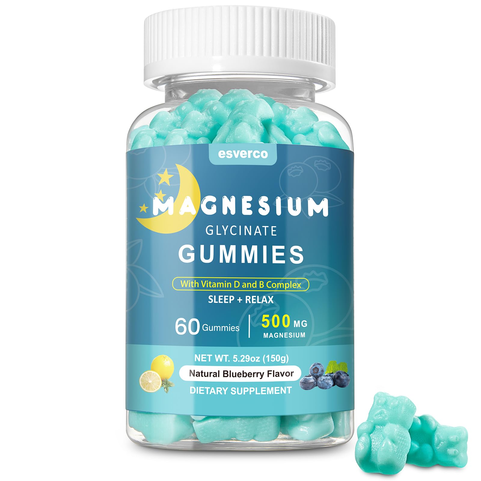 Esverco Magnesium Glycinate 500mg Gummies 60 Count