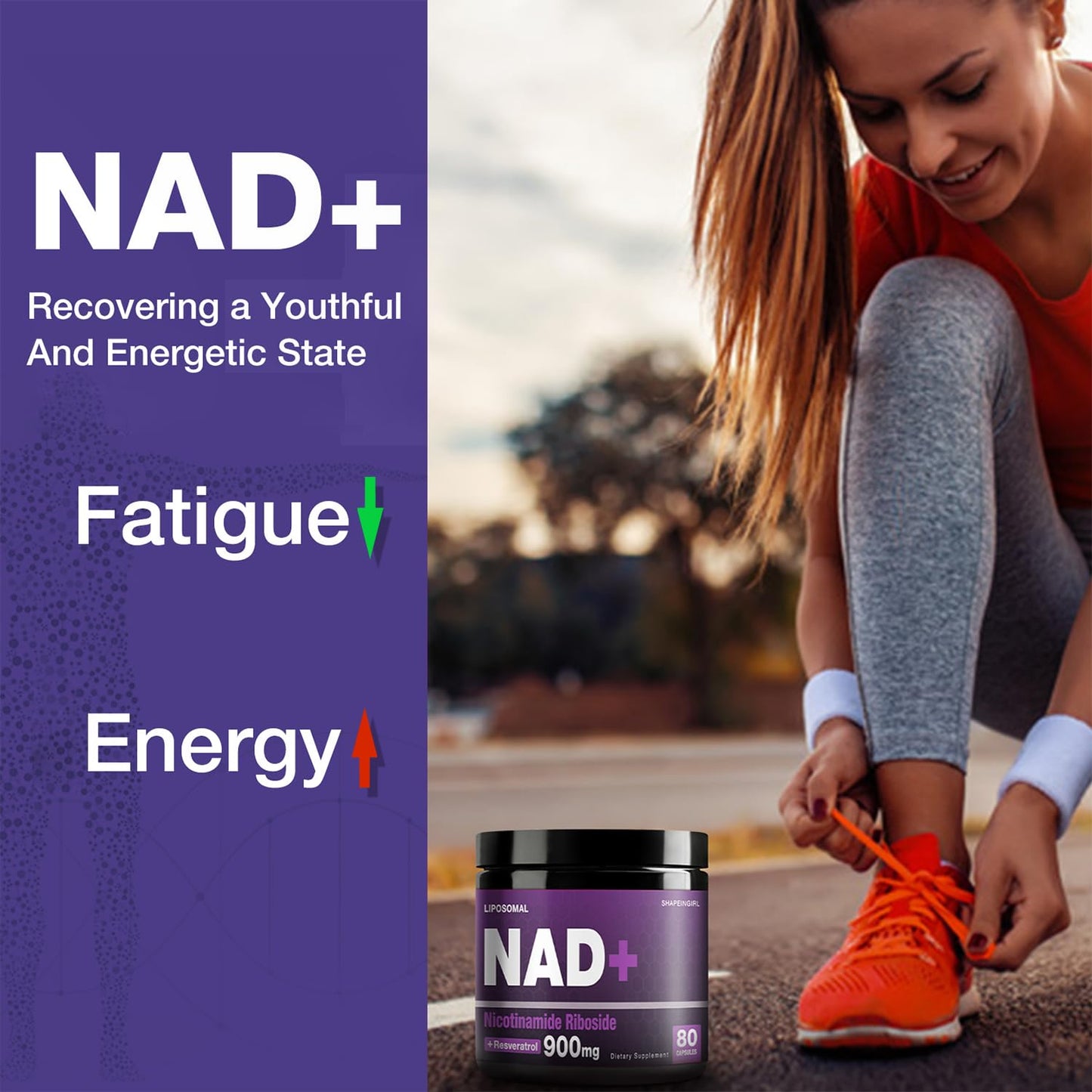 SHAPEINGIRL NAD+ Supplement with Nicotinamide Riboside (NR) and Resveratrol Capsules, 320 Capsules