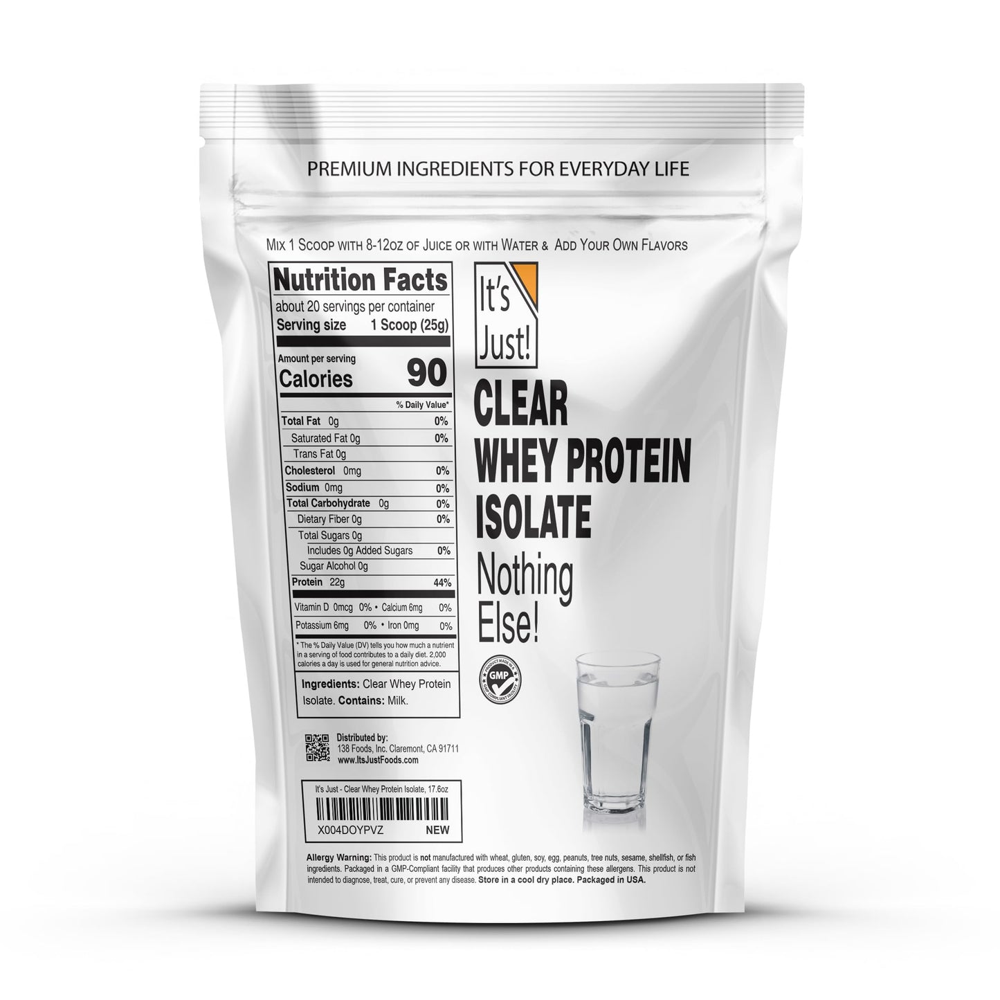 It's Just! Clear Whey Isolate Protein Powder 17.6 oz
