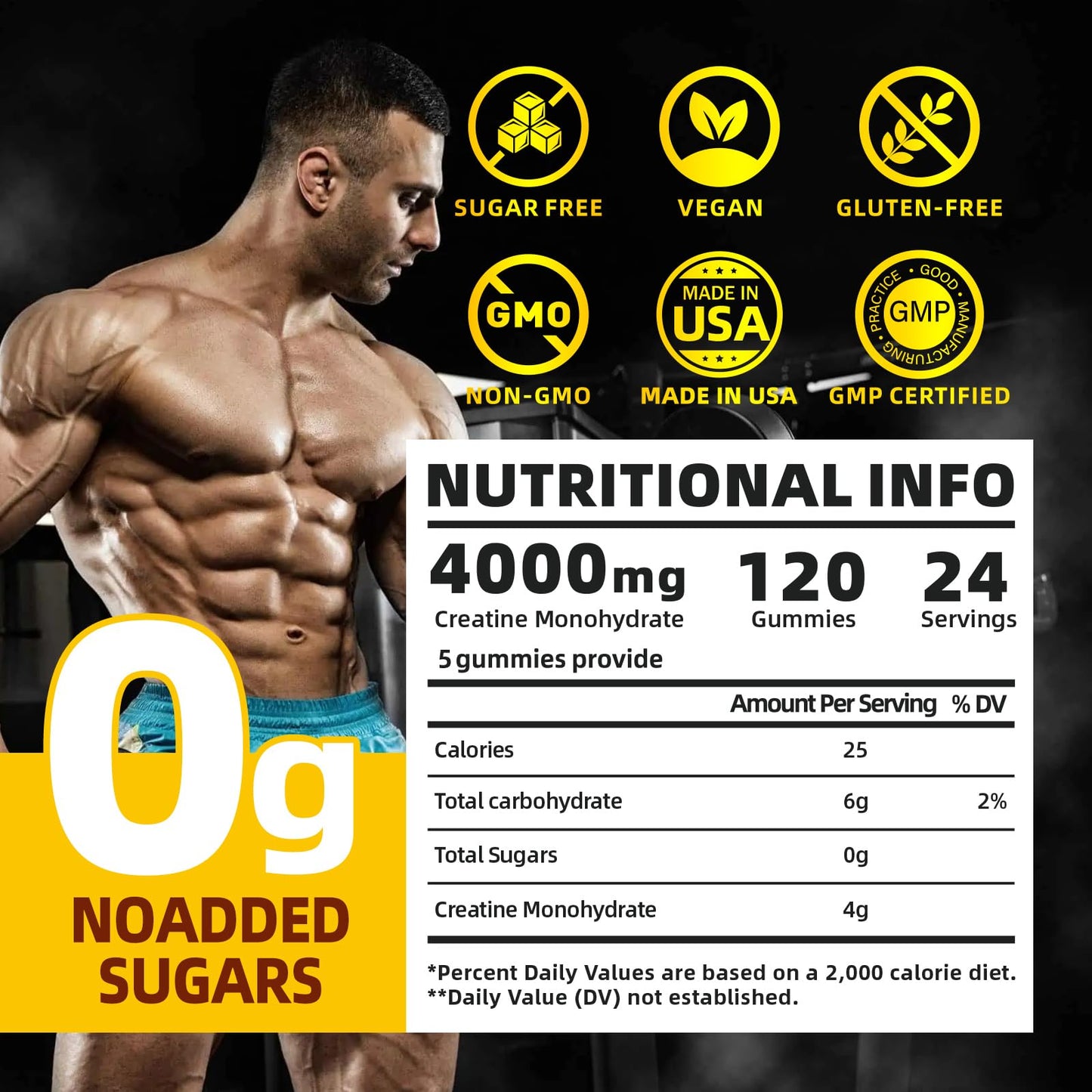 Razuhu Creatine Monohydrate Gummies, 100 Count