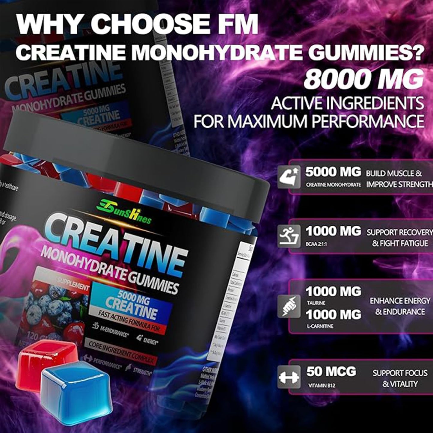 tsunshnes Creatine Monohydrate Gummies 120 Count