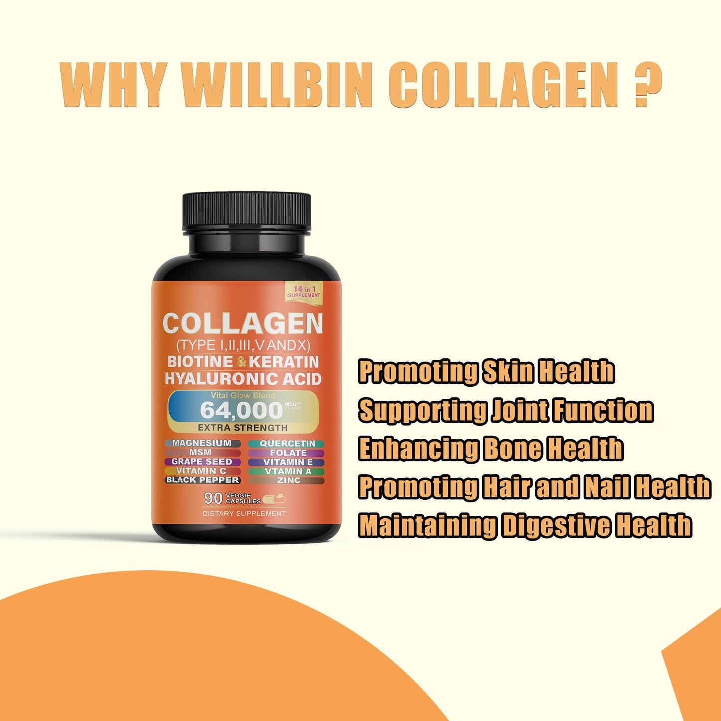 Willbin Multi Vital Collagen Peptides Capsules 60 Count