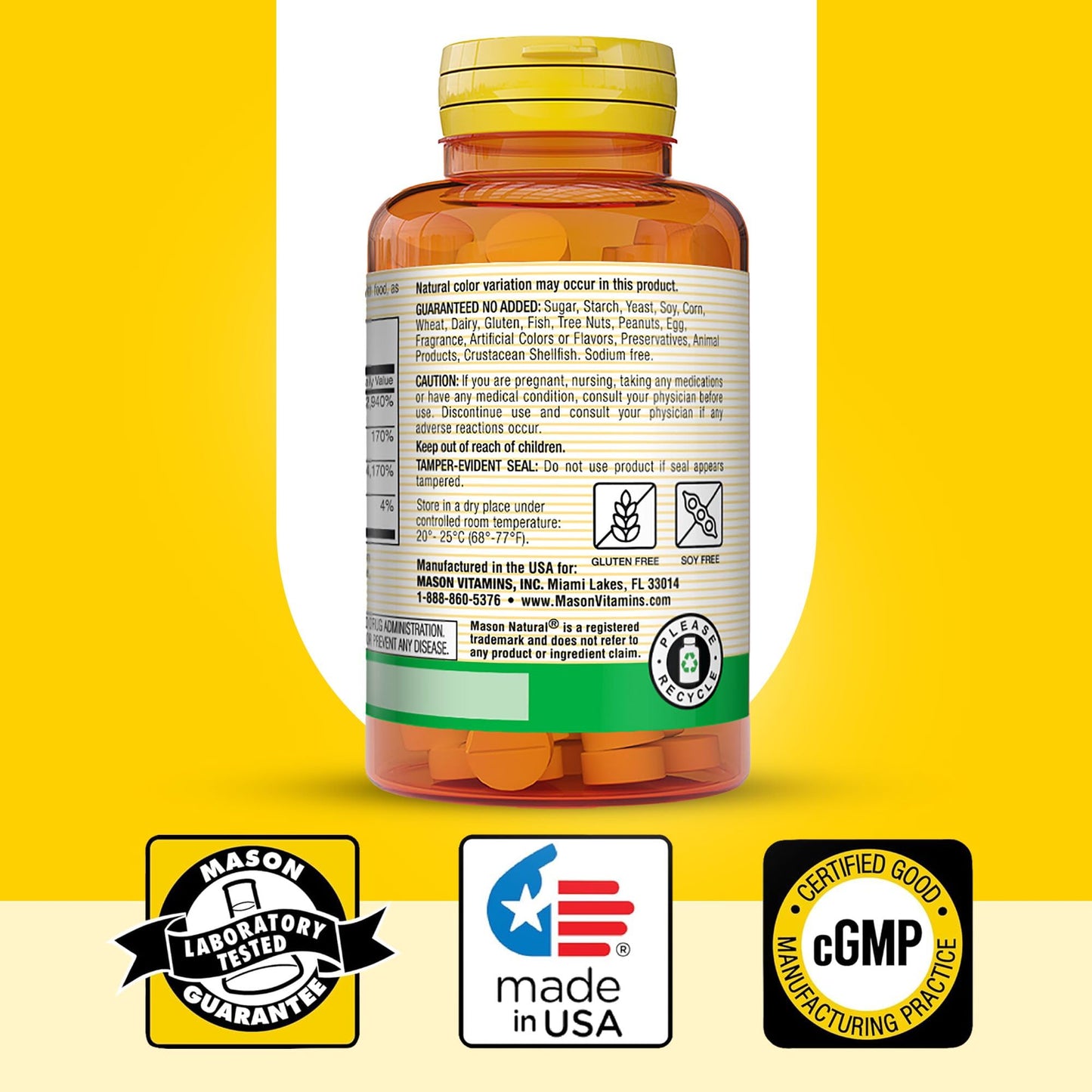 Mason Natural Folic Acid with B6 & B12 Tablets, 90 Count