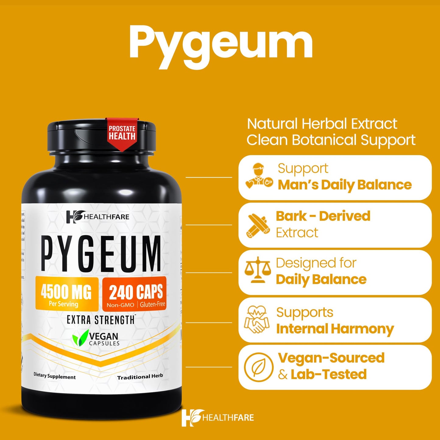Healthfare Pygeum Supplement Capsule, 240 Capsules