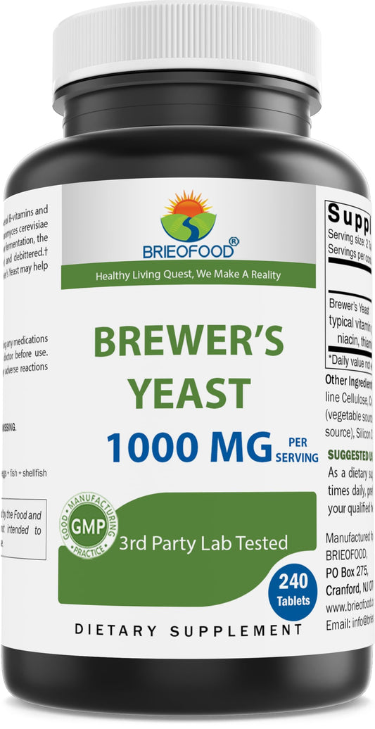 Brieofood Brewers Yeast 1000 mg per Serving Tablets, 240 Count