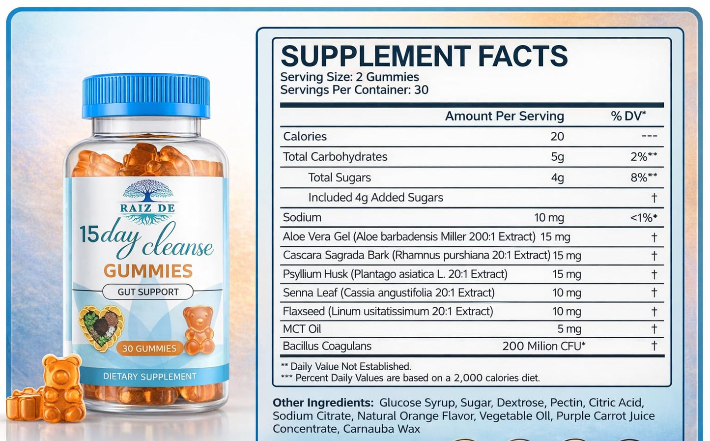 Raiz DE 15-Day Cleanse Gummies 30 Count
