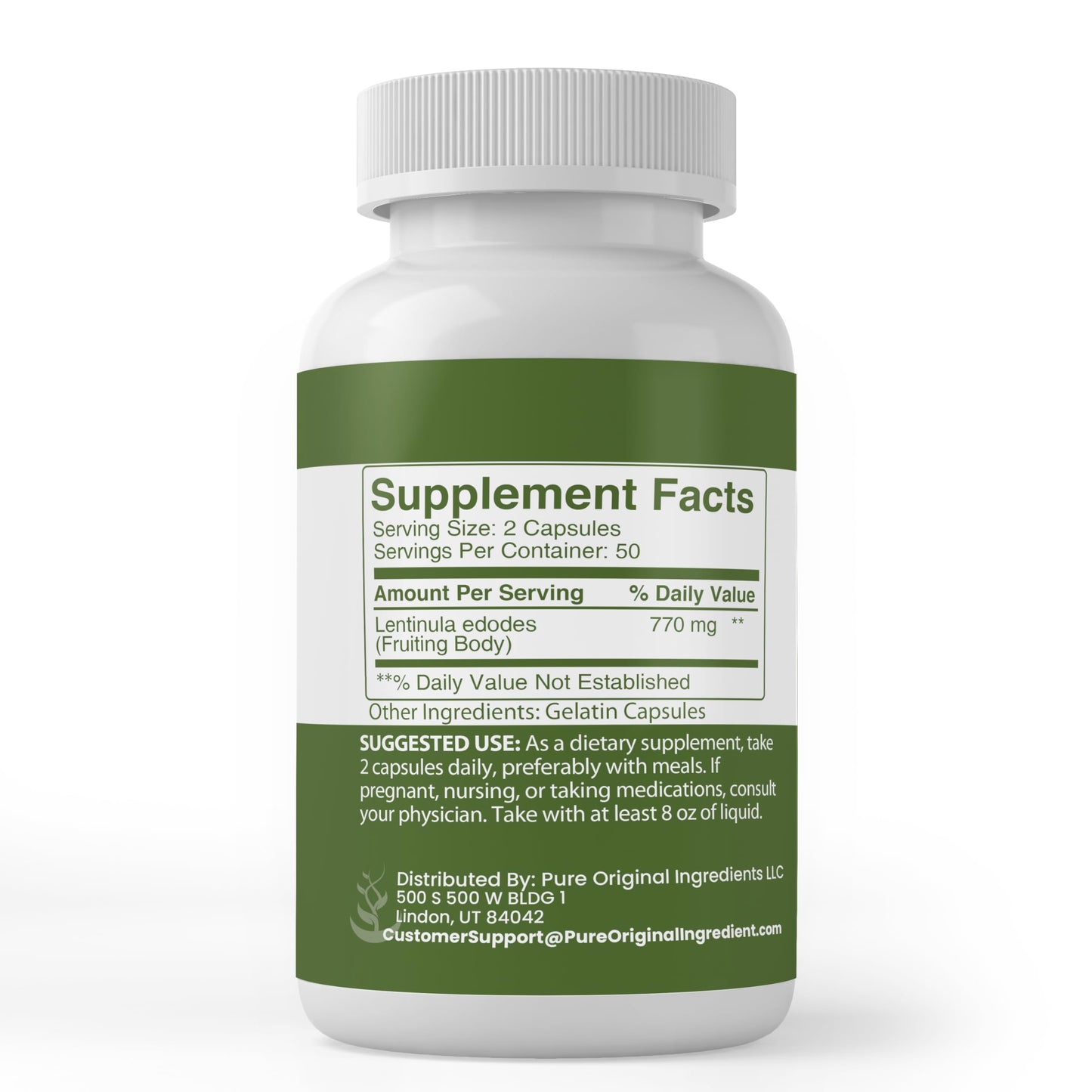 PURE ORIGINAL INGREDIENTS Shiitake Mushroom Extract Capsules 100