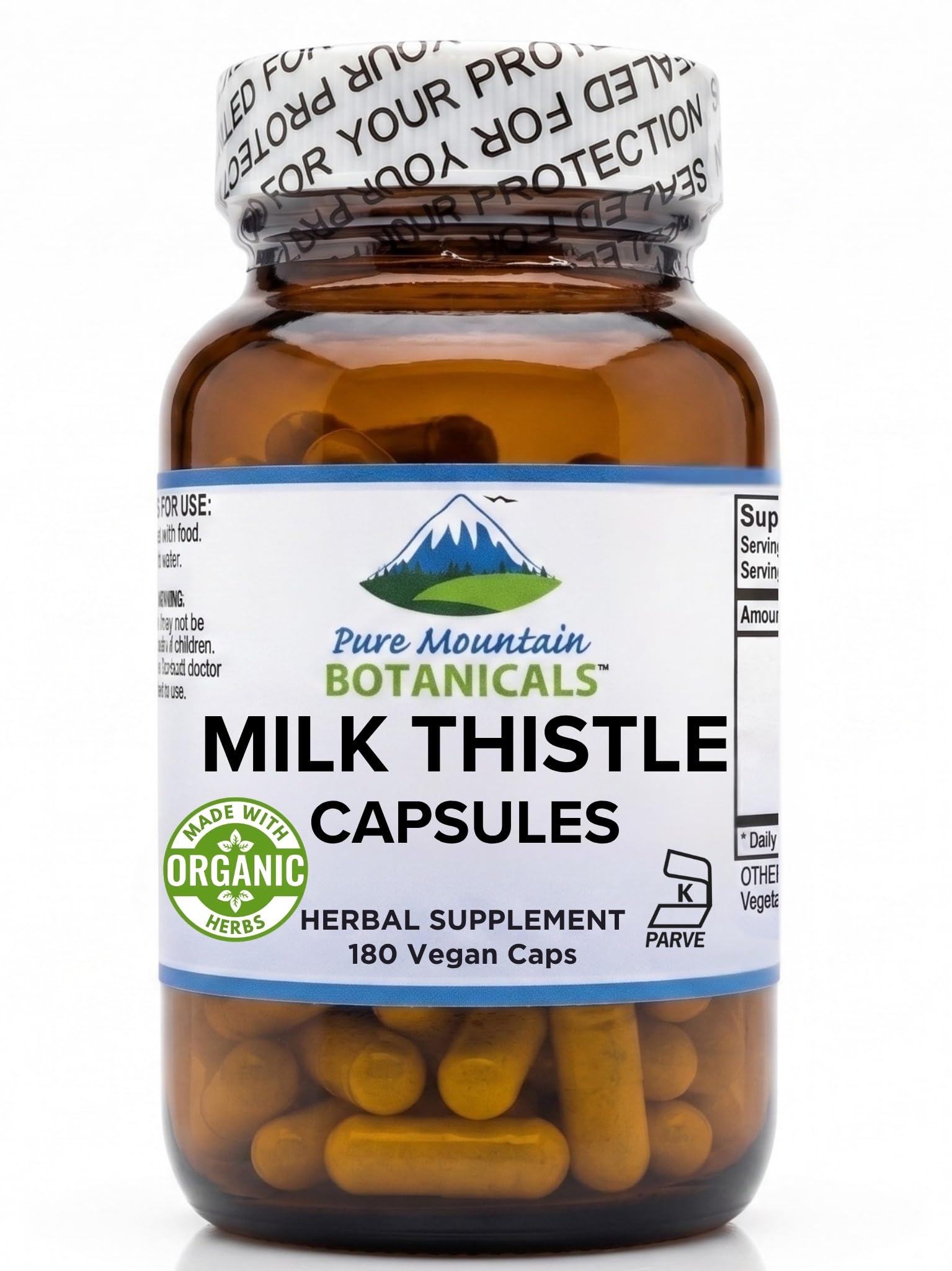Pure Mountain Botanicals Milk Thistle Supplement 180 Capsules