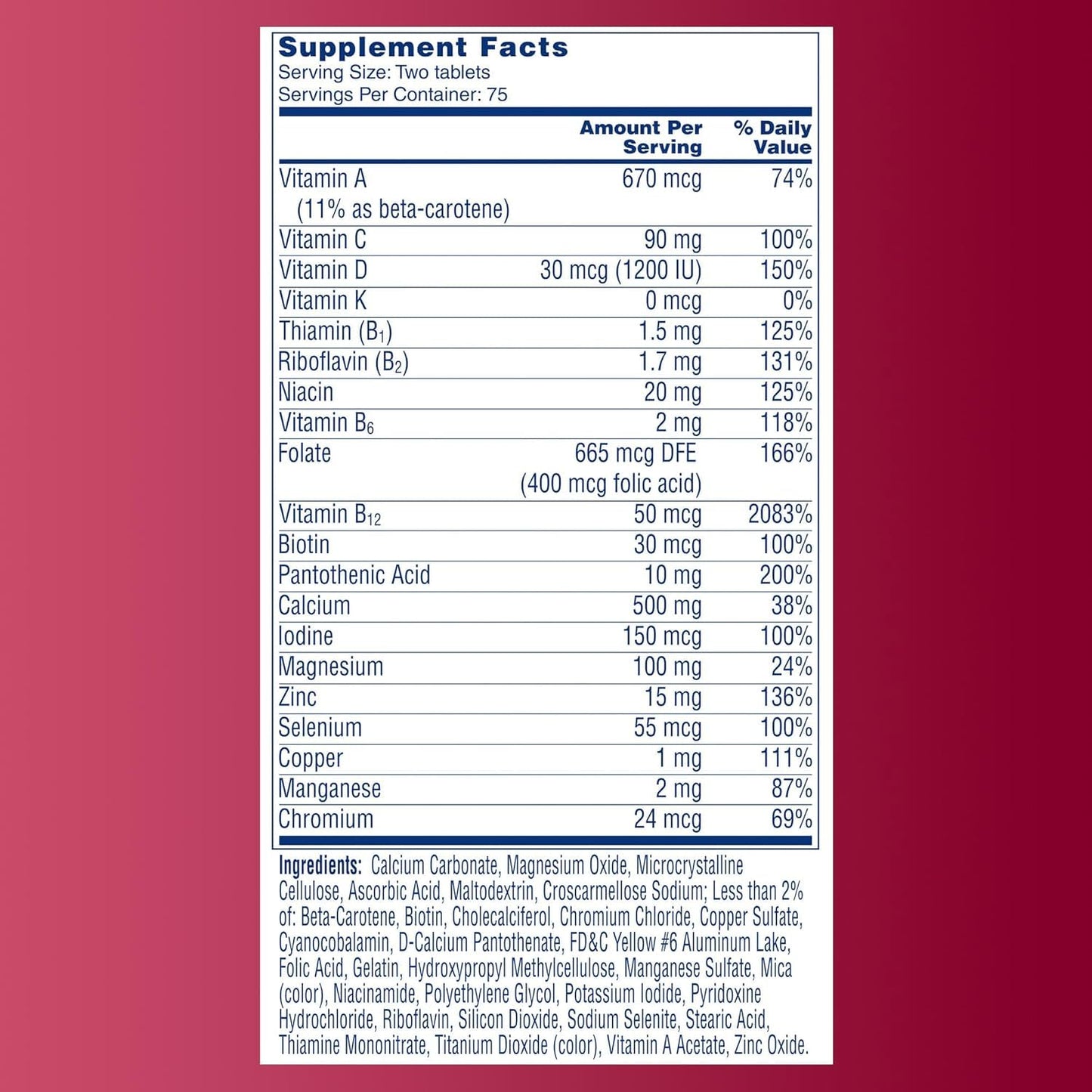 ONE A DAY Proactive 65 Plus Multivitamins Tablets 150