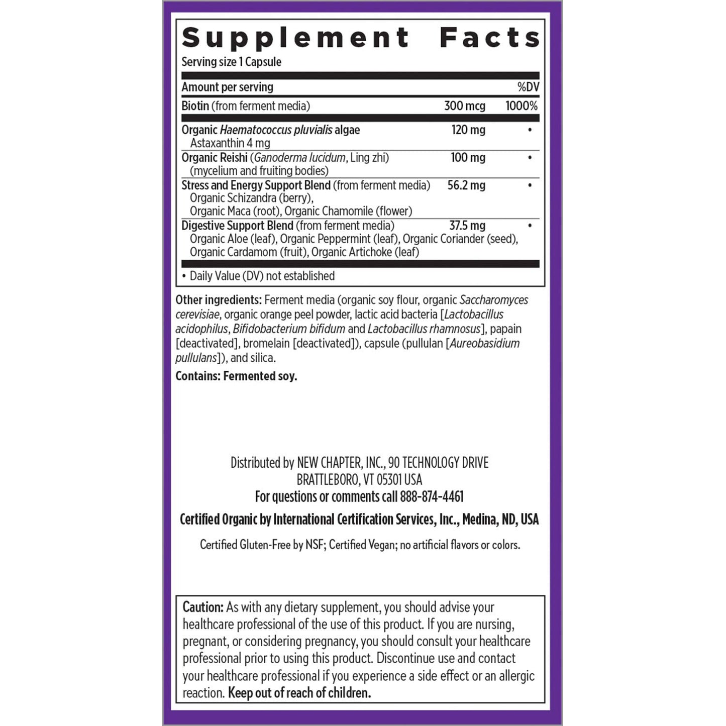 New Chapter Hair Skin & Nails Vitamins with Fermented Biotin+astaxanthin Vegetarian Capsule, 30 Count