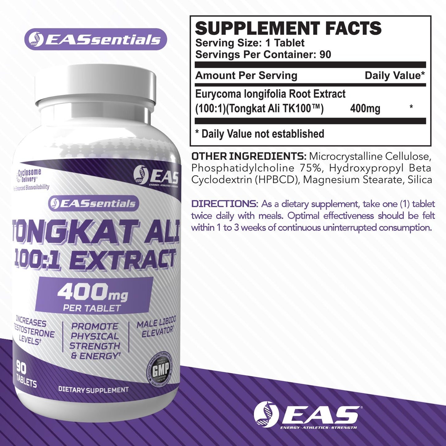 Experimental and Applied Sciences EAS Tongkat Ali 100:1 Extract for Men 90 Tablets