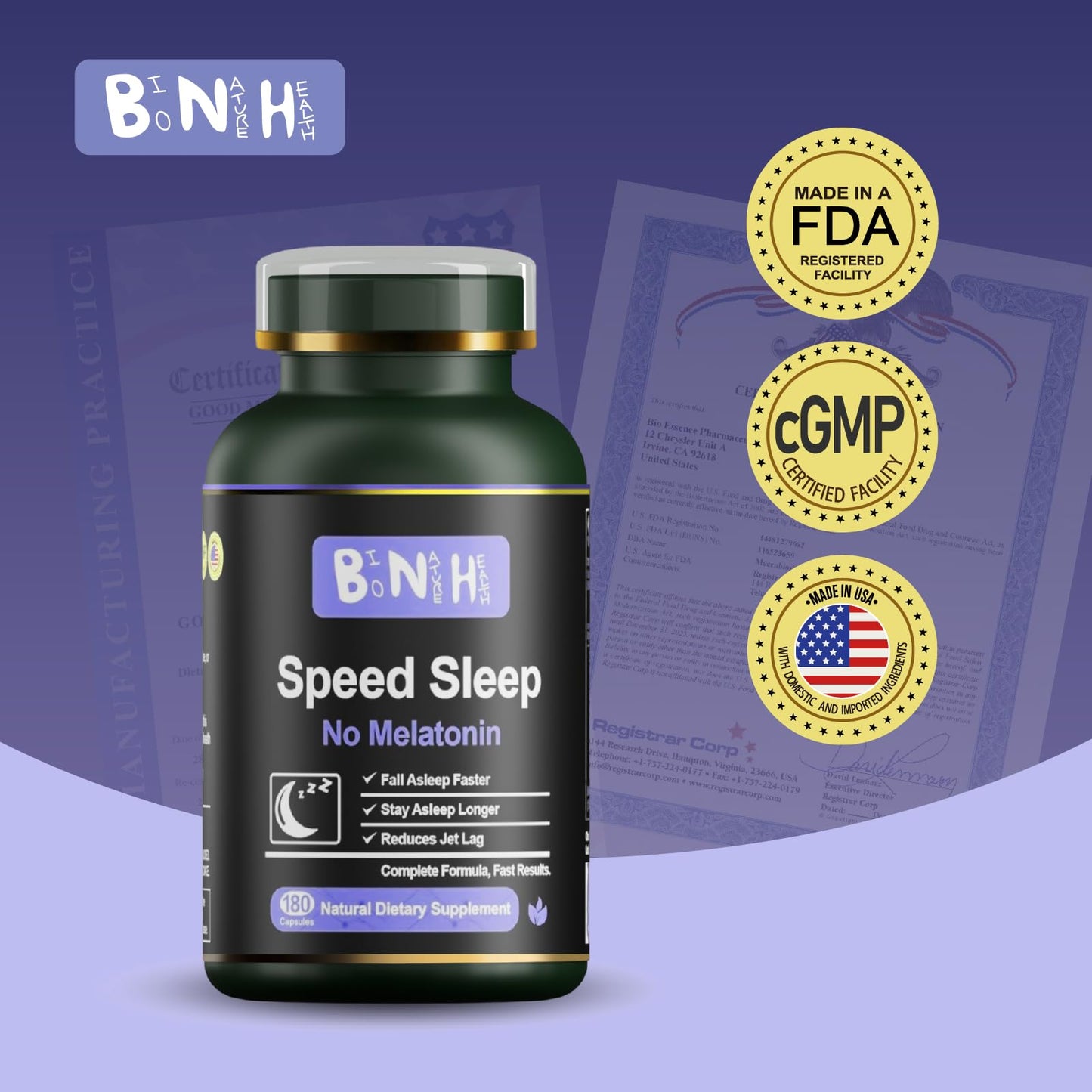 BNH Speed Sleep Natural Melatonin-Free Sleep Aid 180 Capsules