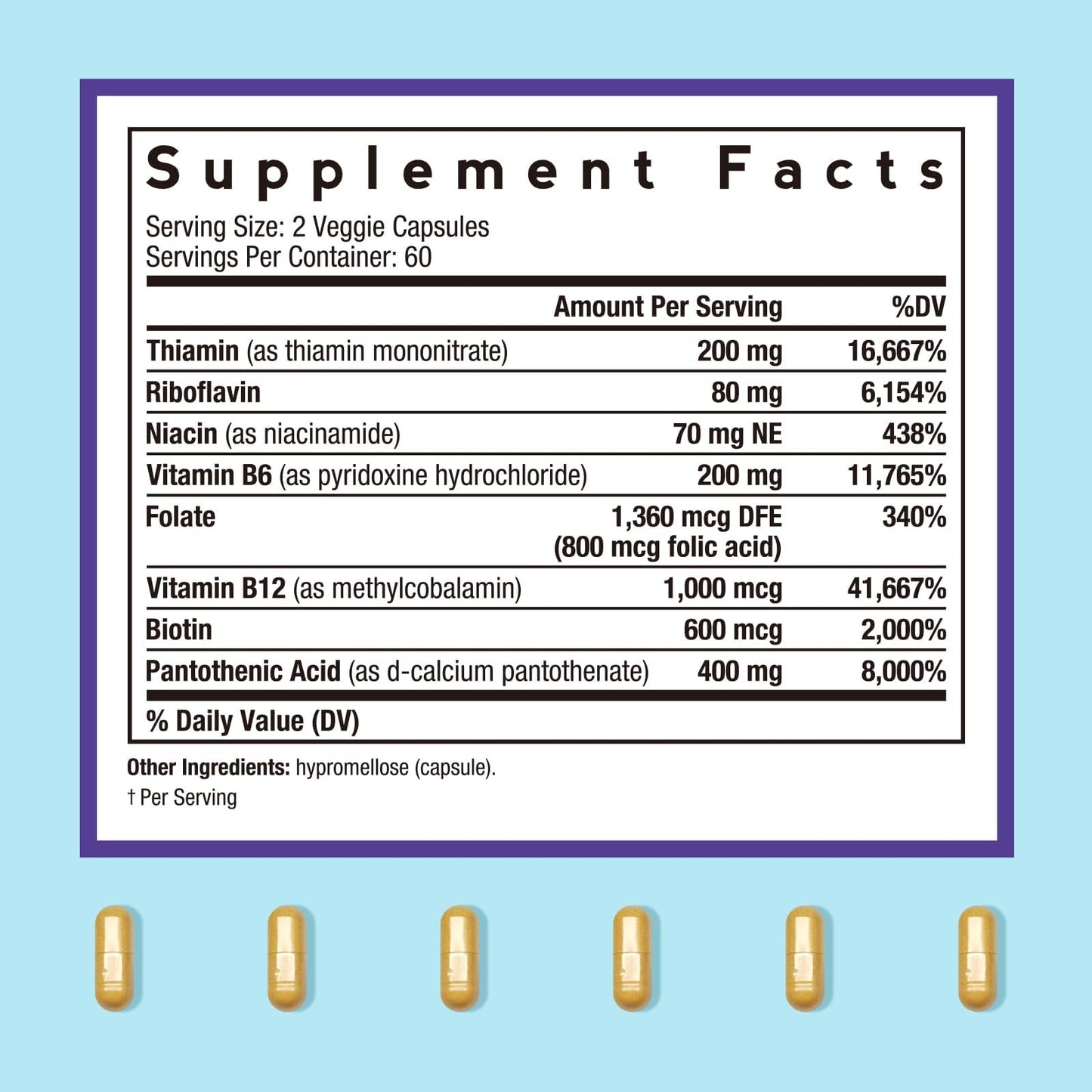 Doctor's Recipes Ultra B Complex Vitamins for Women and Men, Capsules, 120 Count
