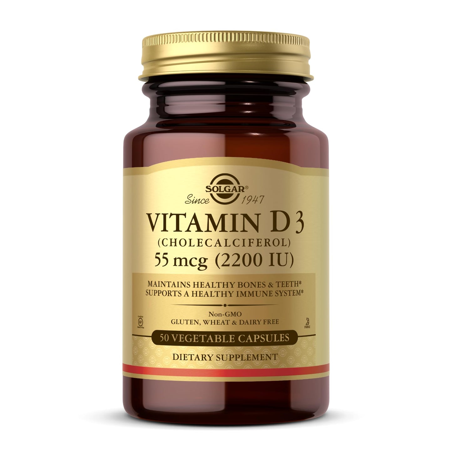 Solgar Vitamin D3 (Cholecalciferol) Vegetable Capsules 50 Count