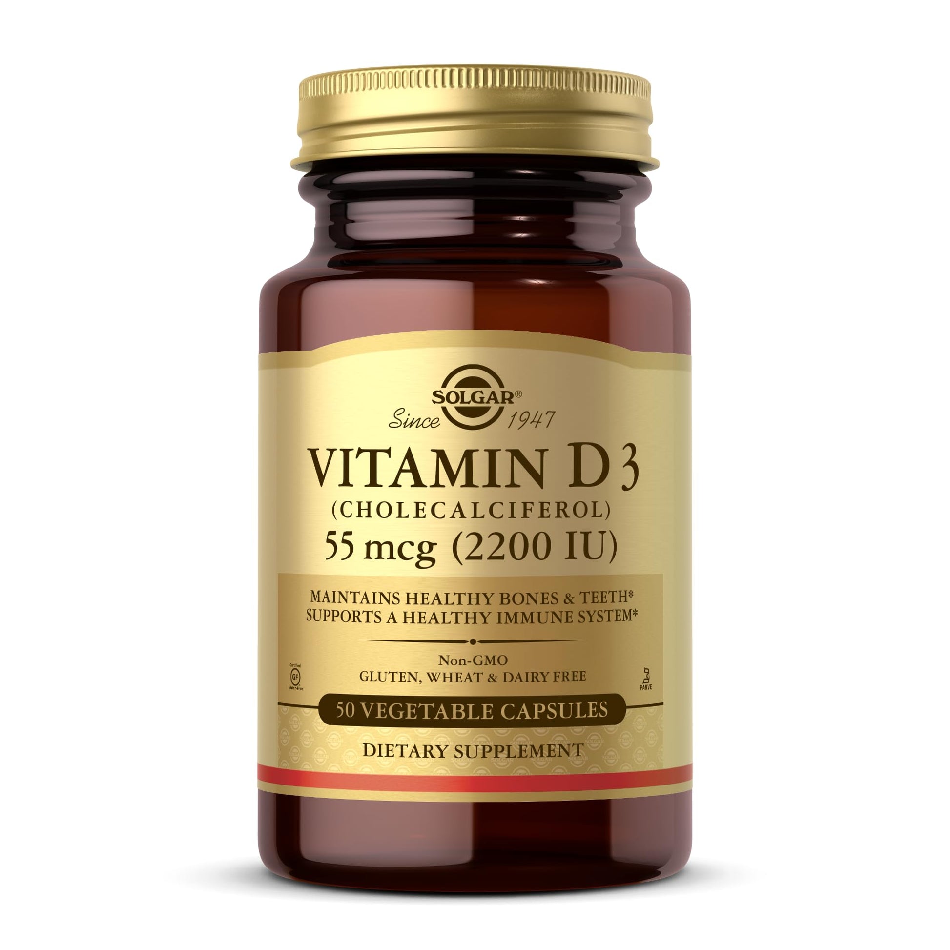 Solgar Vitamin D3 (Cholecalciferol) Vegetable Capsules 50 Count