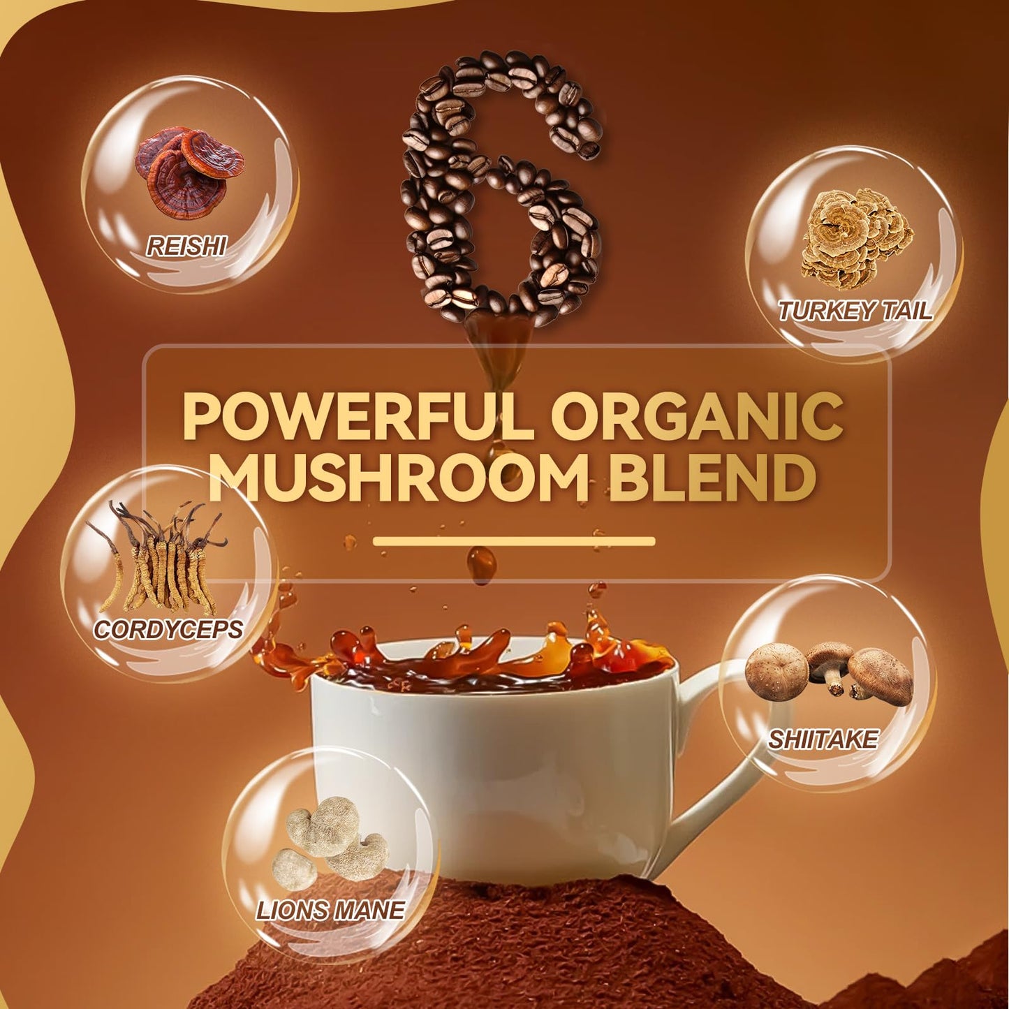 AODANC Mushroom Coffee Powder 6.35 Ounce