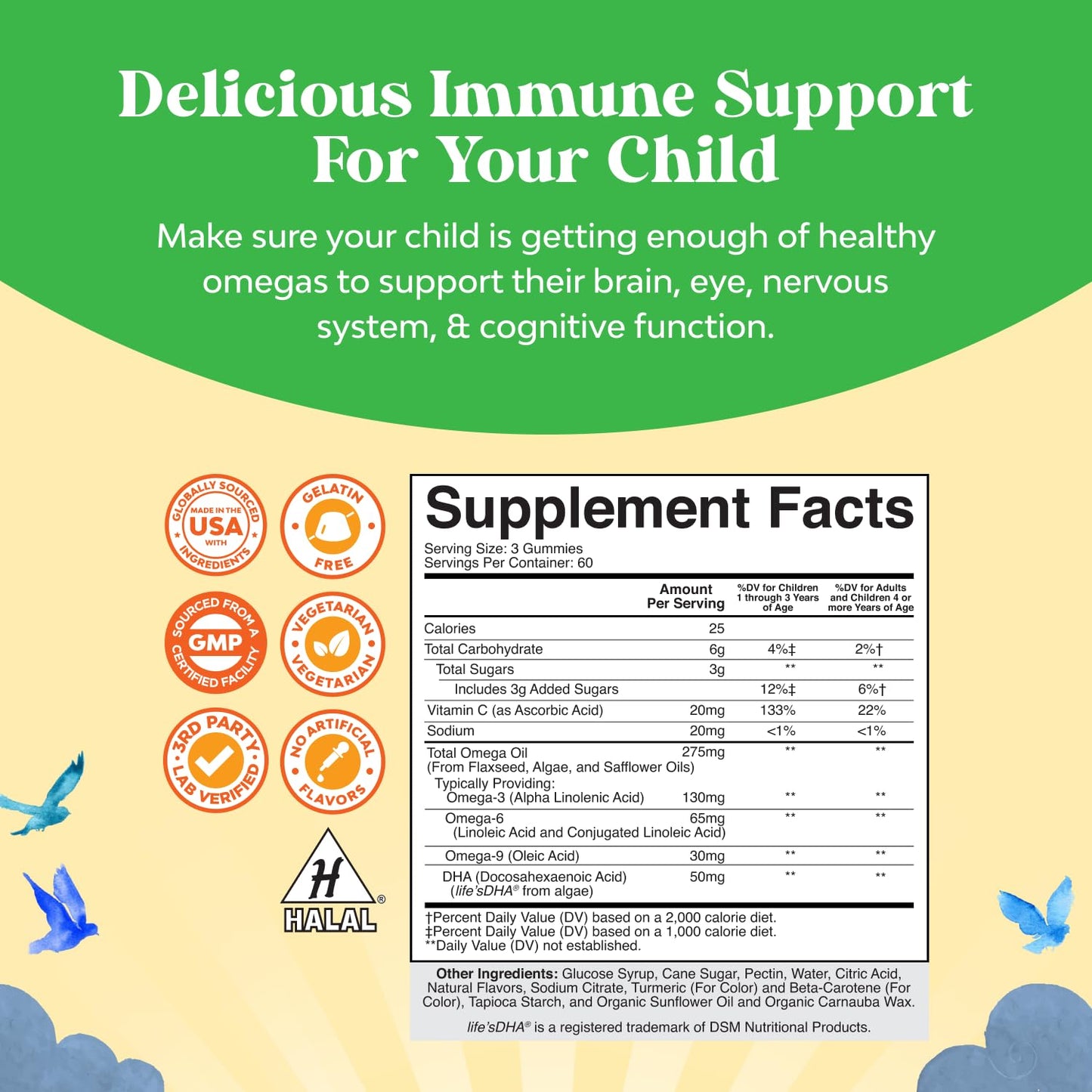 Natures Craft Omega DHA Gummies for Kids, 180 Gummies