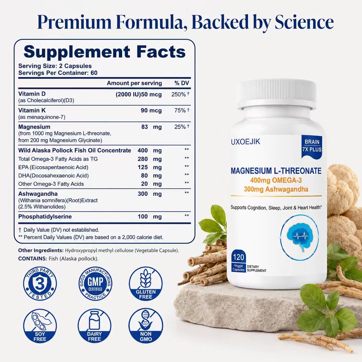 UXOEJIK Magnesium L-Threonate Capsule 120