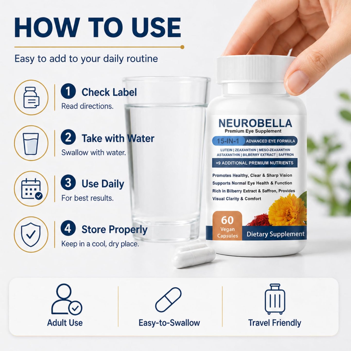Kuri Nuka Neurobella 15-in-1 Advanced Eye Formula Nutritional Support Capsules 60 Capsules