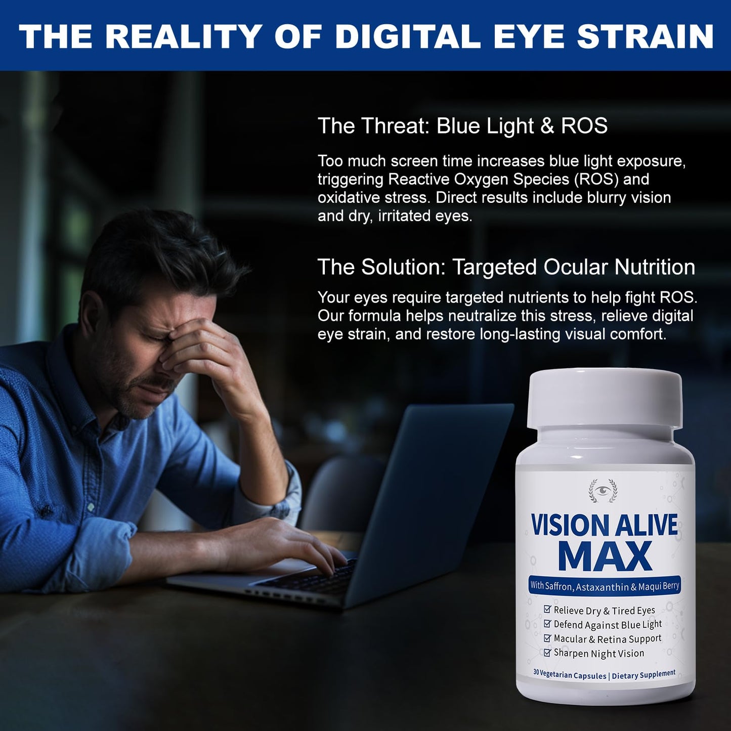 Vision Alive Max Eye Health Supplement with 8 Natural Ingredients Capsules 30 Count