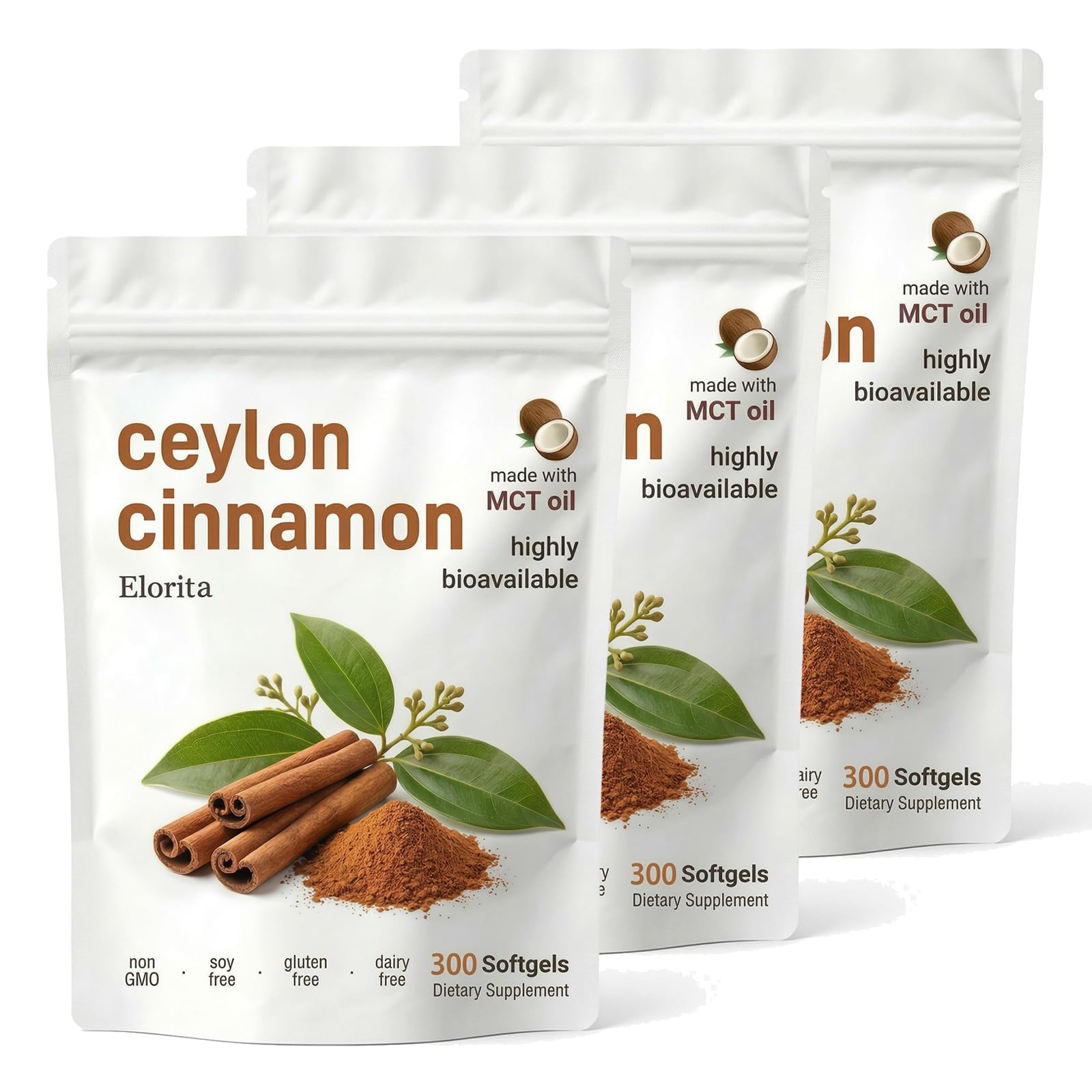 Generic Elorita Ceylon Cinnamon Softgels with MCT Oil Capsule, 1 Count