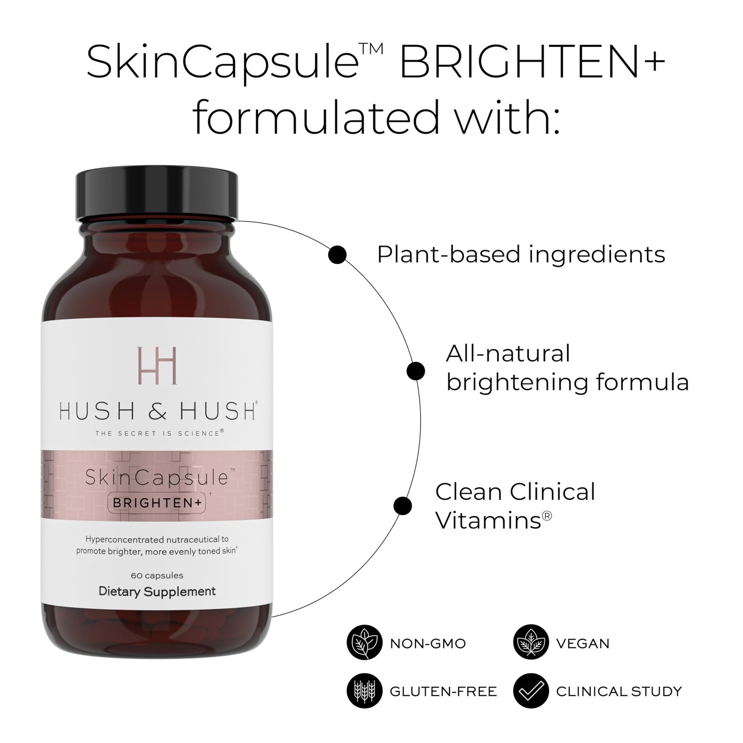 Hush & Hush Vitamin C Supplement for Skin Brightening Powder, 60