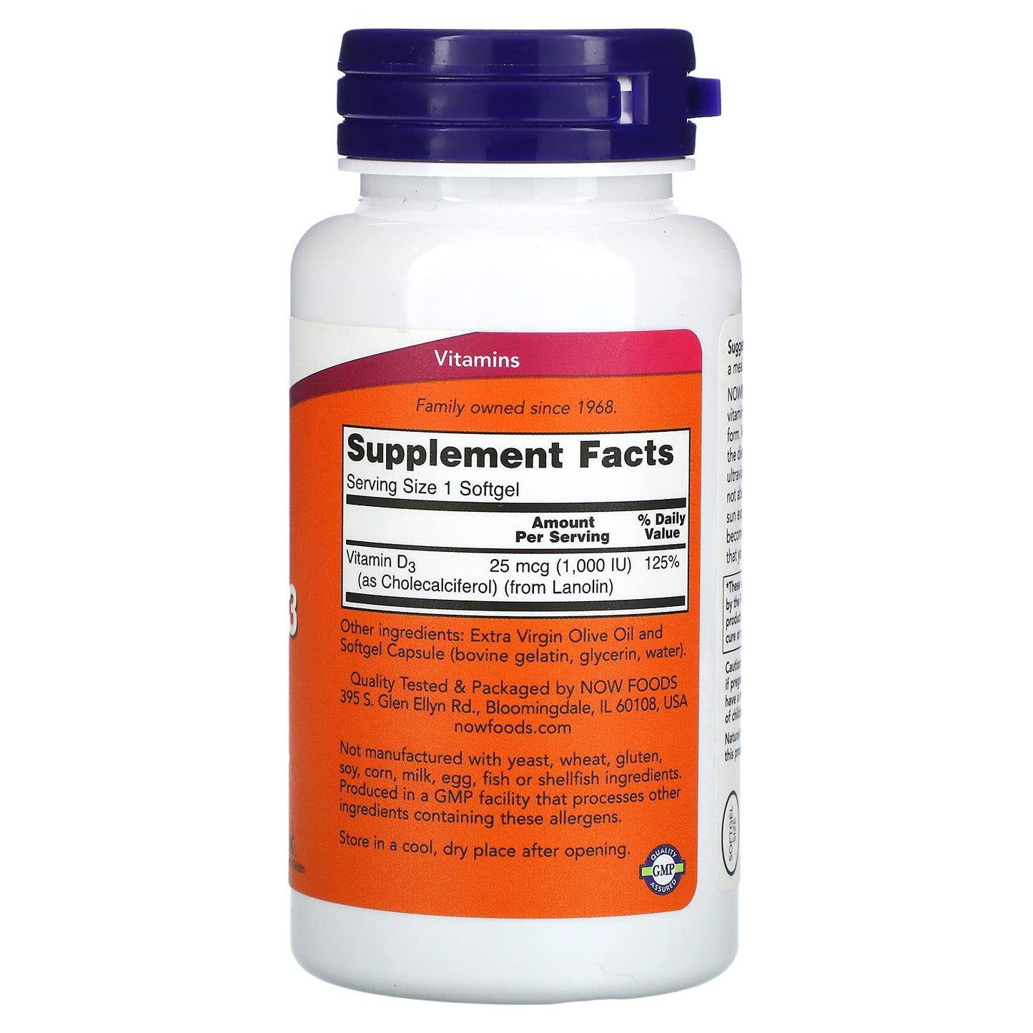 NOW Foods Vitamin D3 1000iu Softgels, 360 Count
