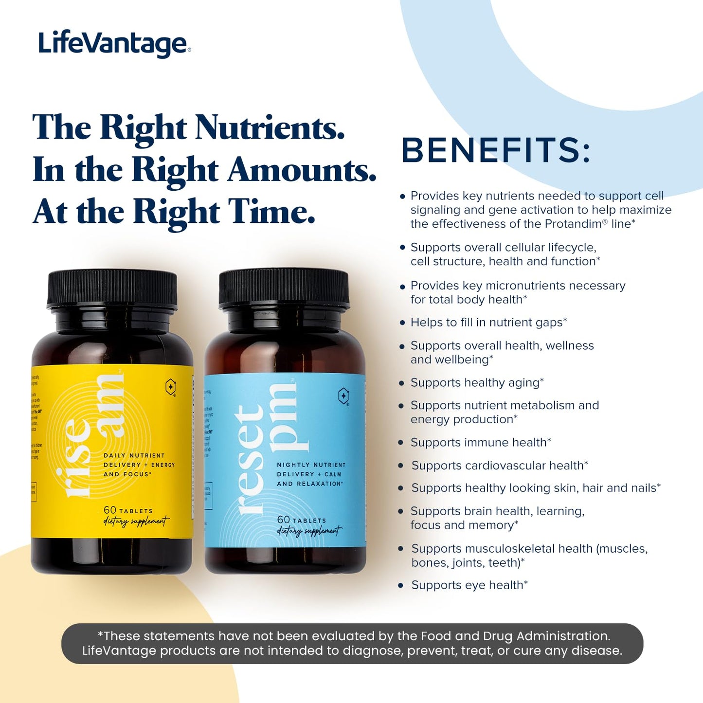 LifeVantage Rise AM & Reset PM System, 60 Tablets