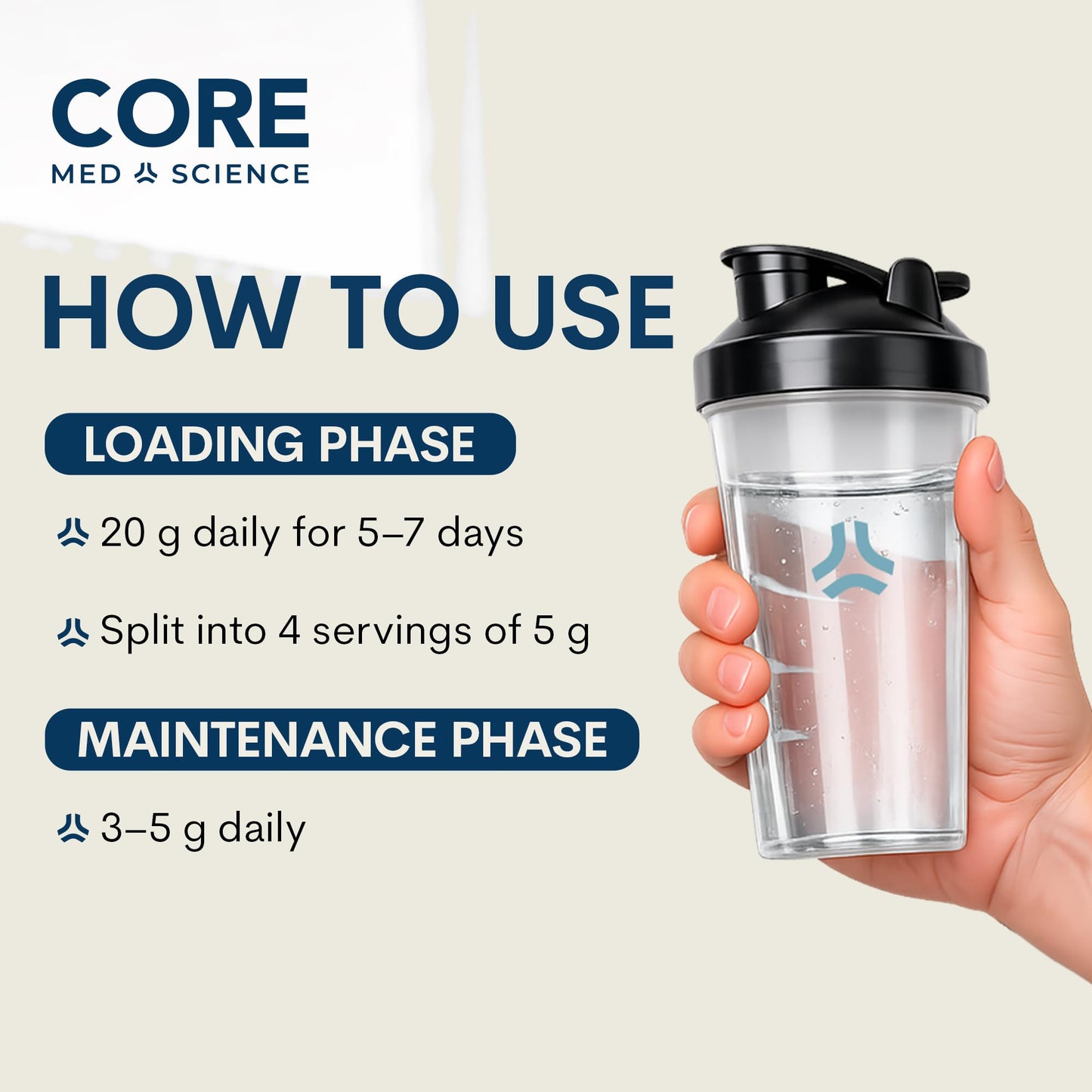 Core Med Science Creatine Monohydrate Powder, 16.52 oz