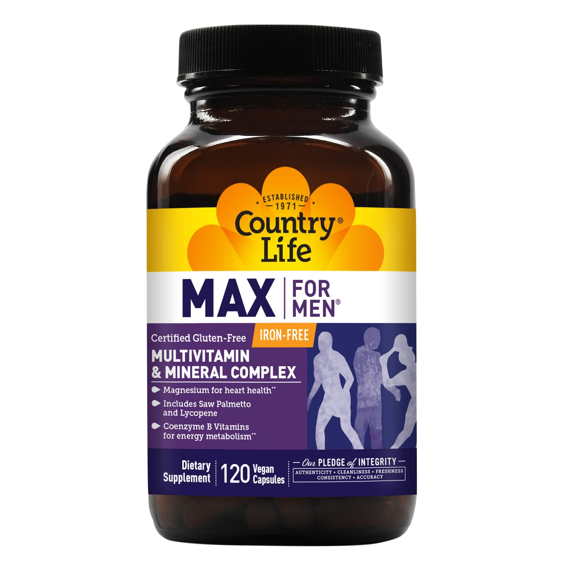 Country Life Max for Men Multivitamin and Mineral Complex, Iron-free, 120 Capsules