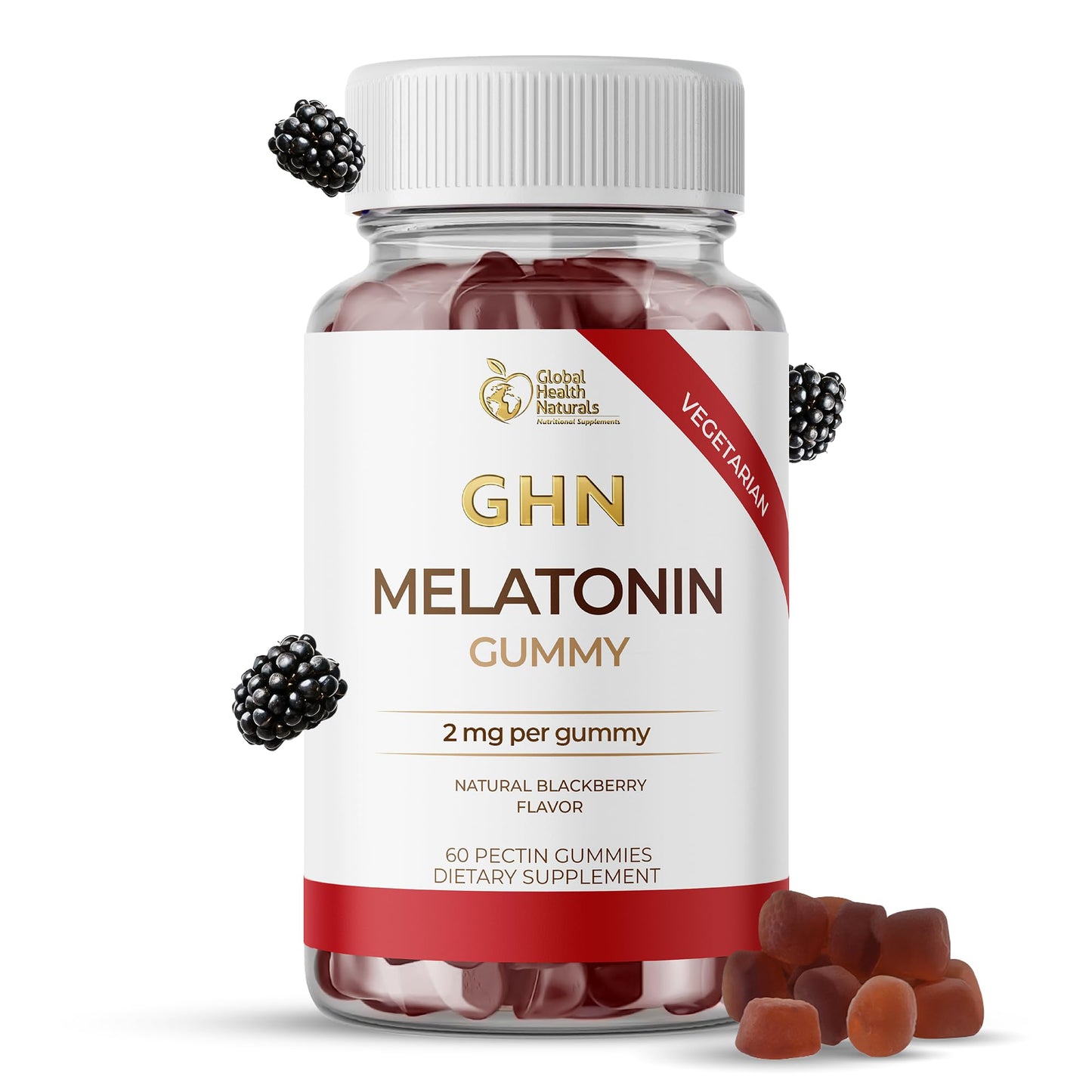 Global Health Naturals Nutritional Supplements Vegan Melatonin Gummies 60 Count