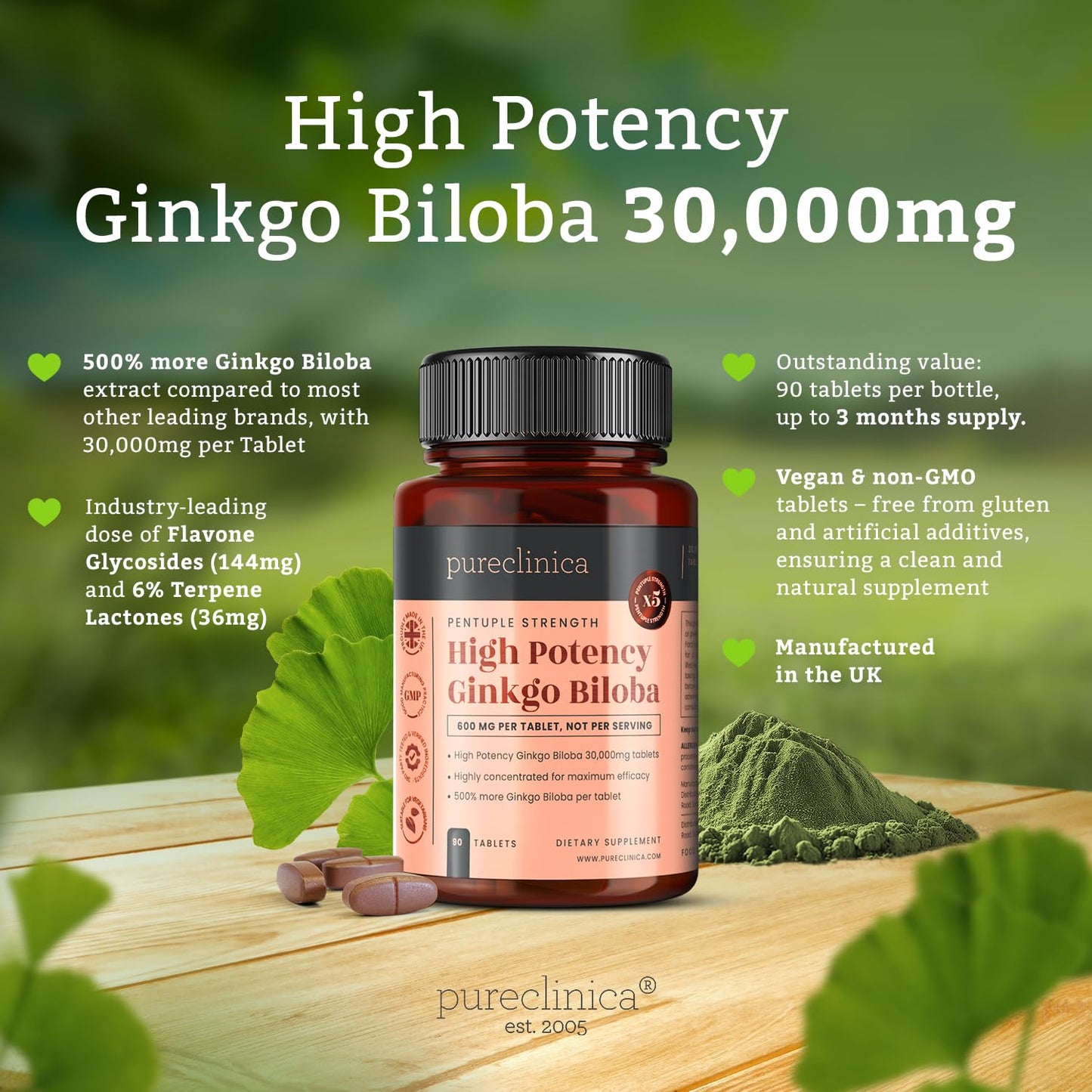 pureclinica Ginkgo Biloba 90 Tablets