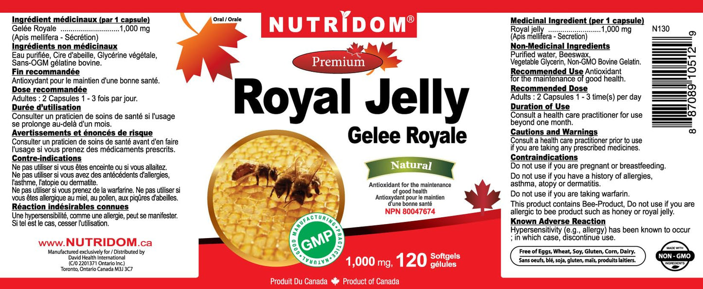 Nutridom Royal Jelly 1000mg Softgels 120 Count