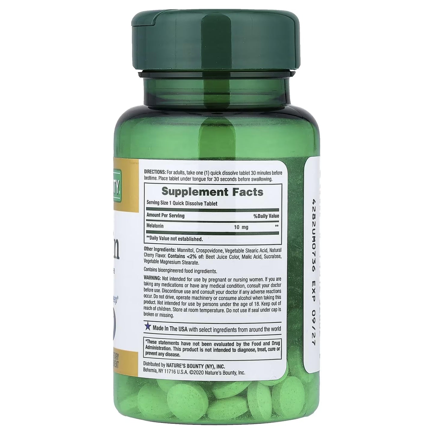 Nature's Bounty Melatonin 10 mg Quick Dissolve Tablets, Pack of 5