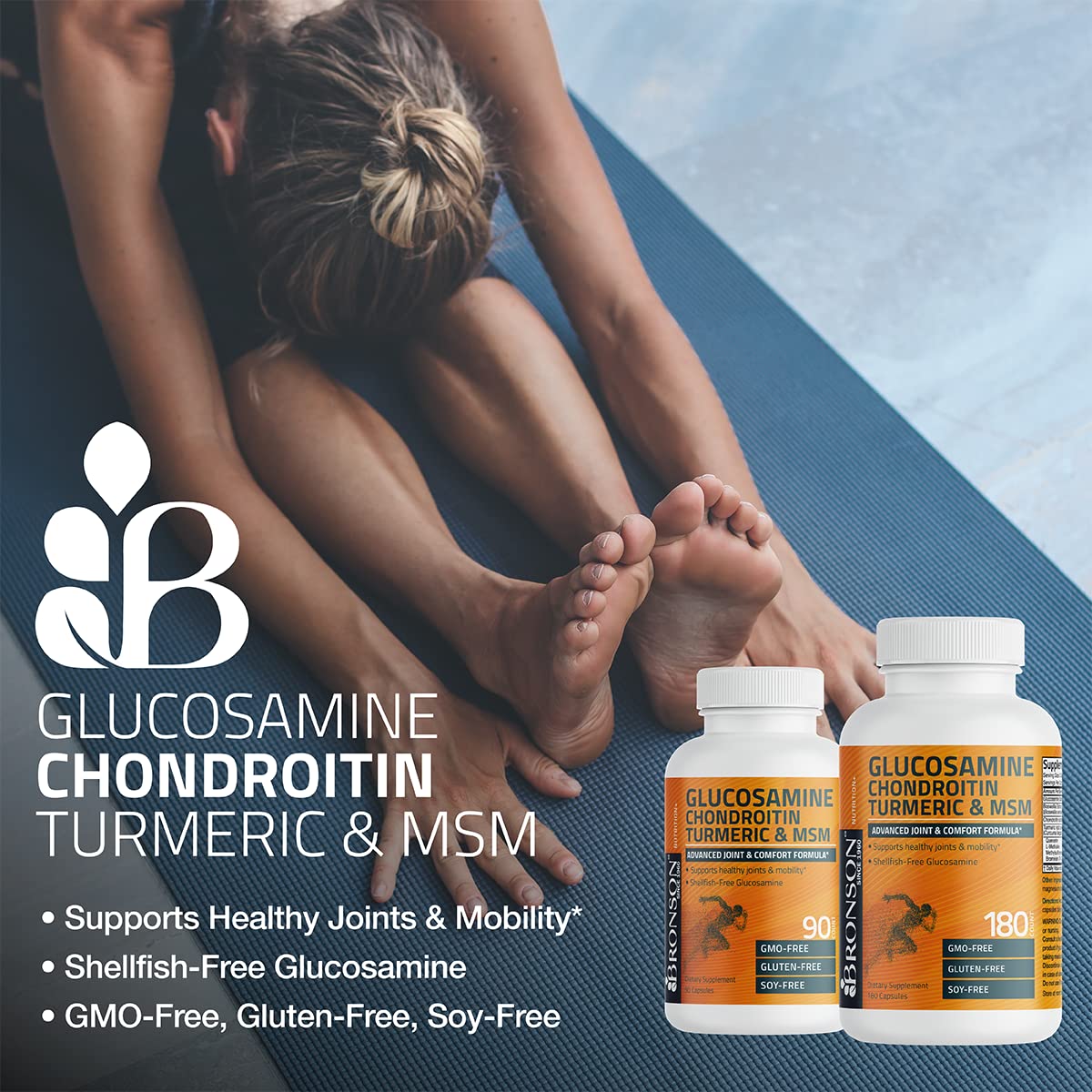 Bronson Glucosamine Chondroitin Turmeric & MSM Advanced Joint & Cartilage Formula, 90 Capsules